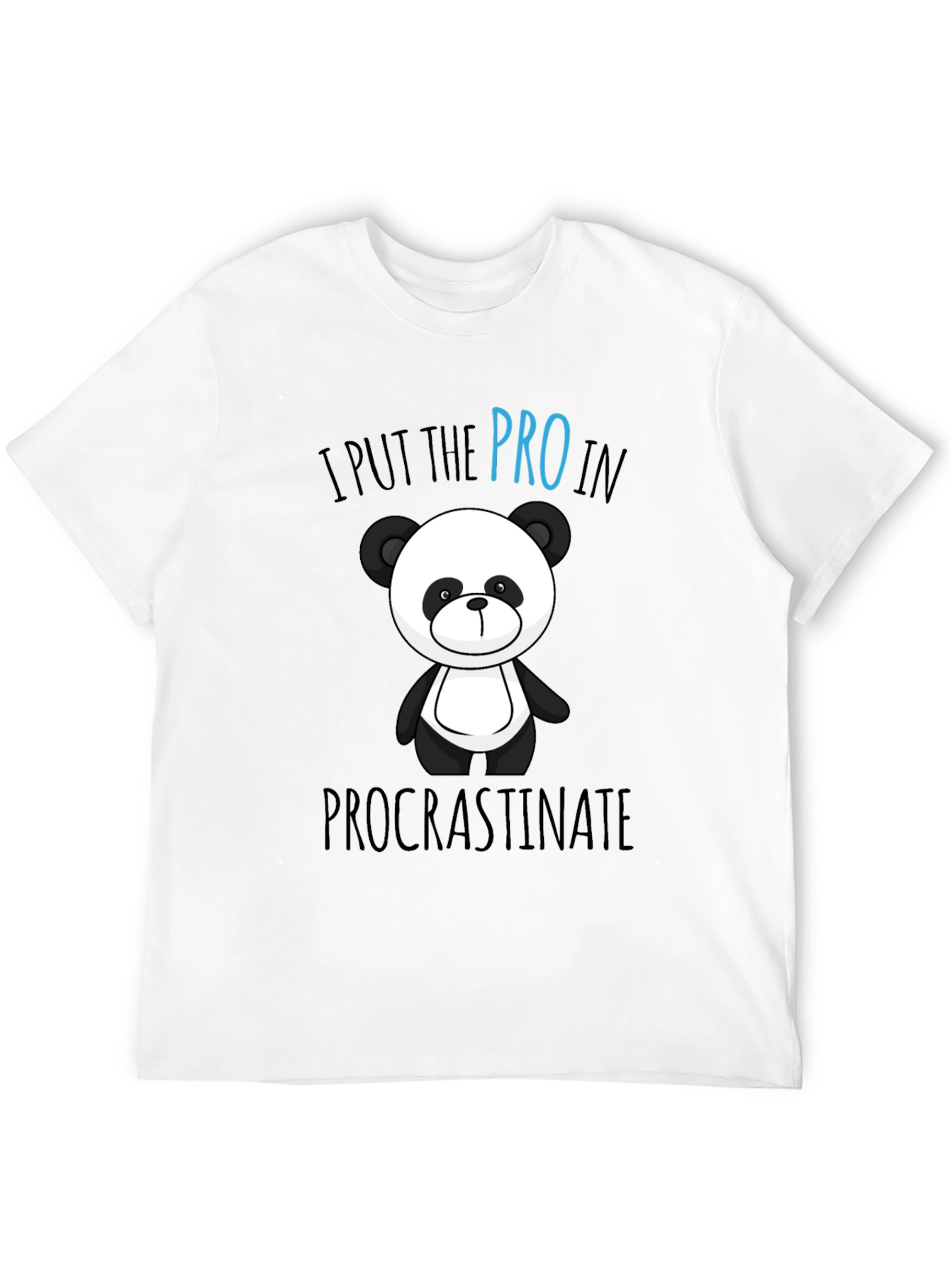 Black Funny Panda Procrastinate Graphic T-Shirt view 12