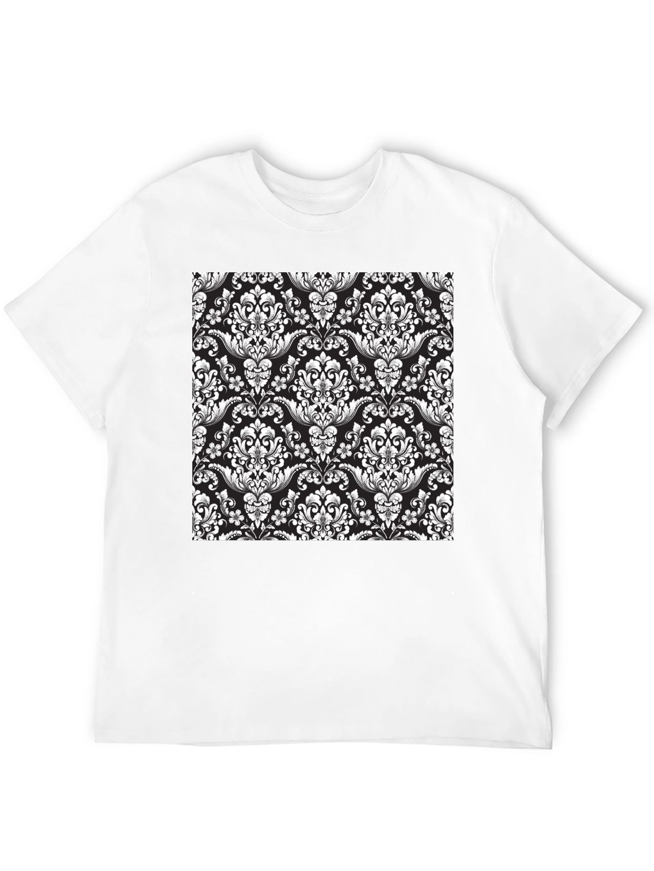 Black Elegant Damask Pattern Black T-Shirt view 12