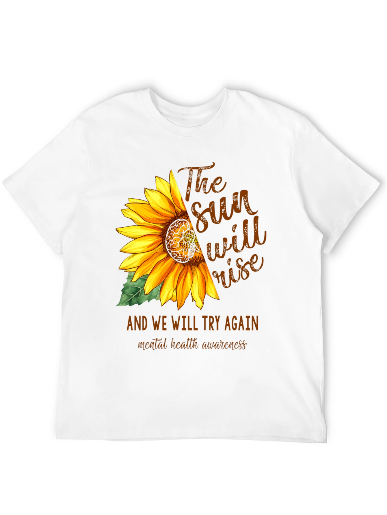 Black Sunflower Mental Health Awareness Graphic Tee view 12
