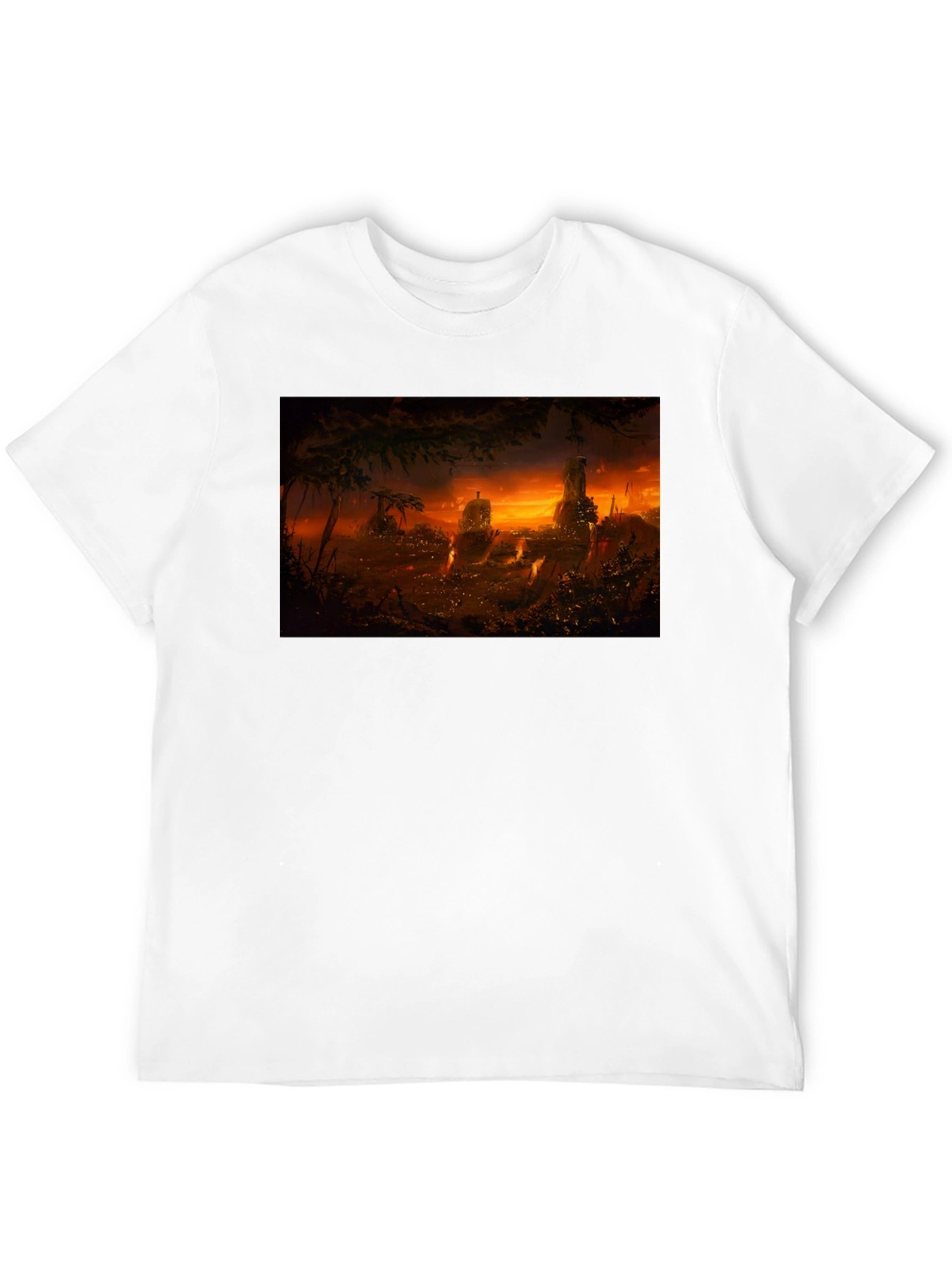 Black Sunset Landscape Graphic Print T-Shirt view 12