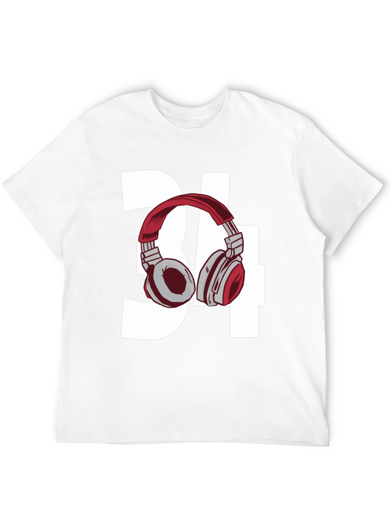 Black Stylish Number 34 Headphones Graphic Tee view 12