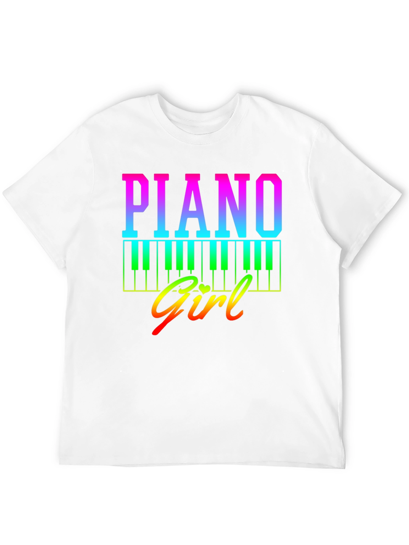 Black Piano Girl Rainbow Graphic Tee - Musician's Shirt view 12