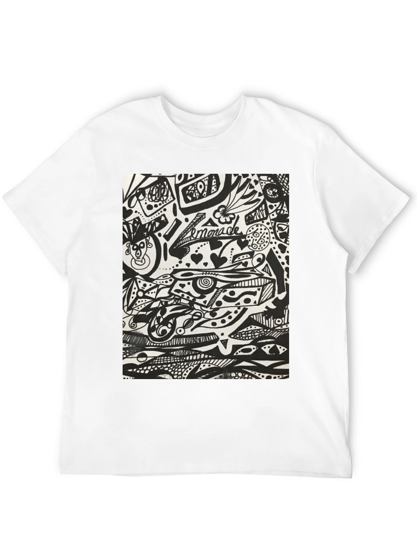 Black Abstract Doodle Art Black T-Shirt - Unique Graphic Tee view 12