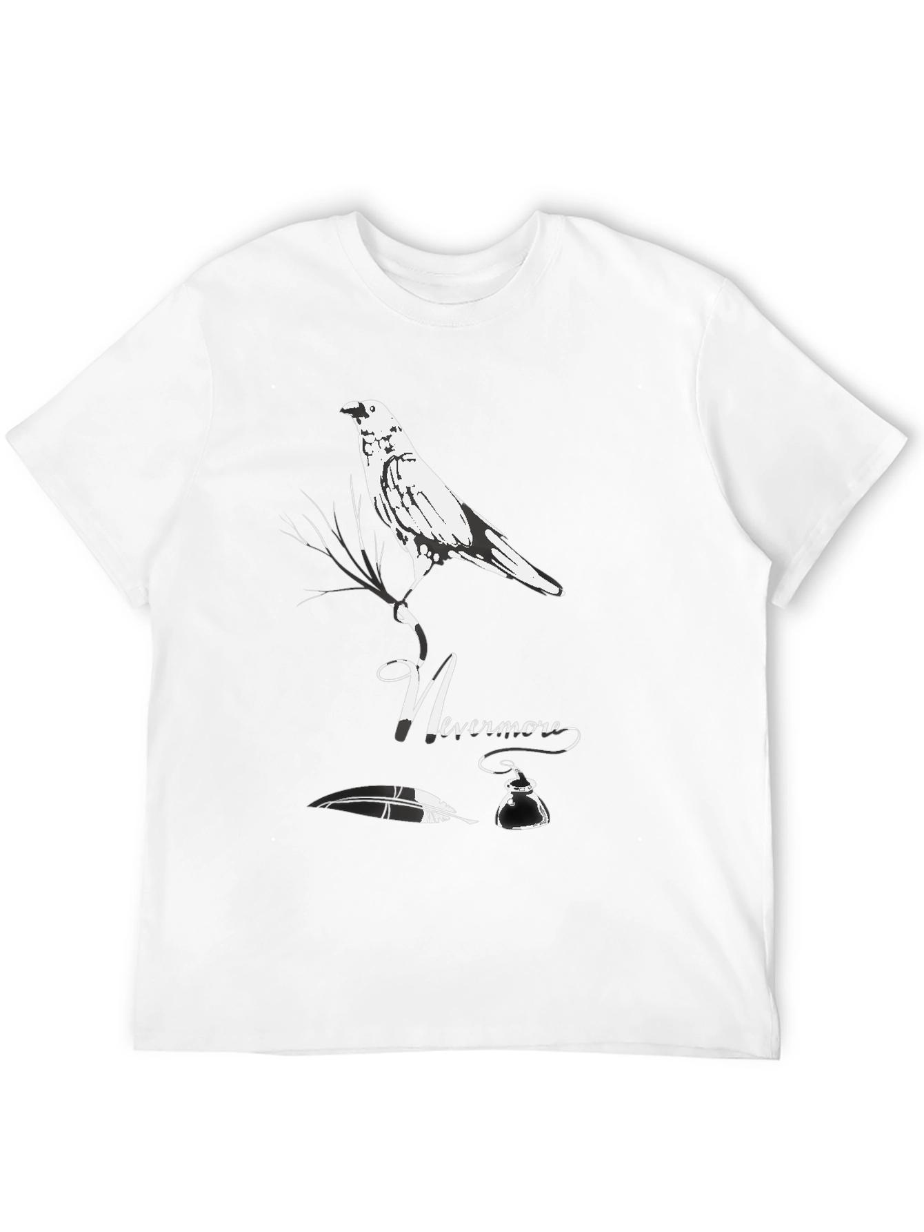 Black Nevermore Raven Graphic Tee - Edgar Allan Poe T-Shirt view 12