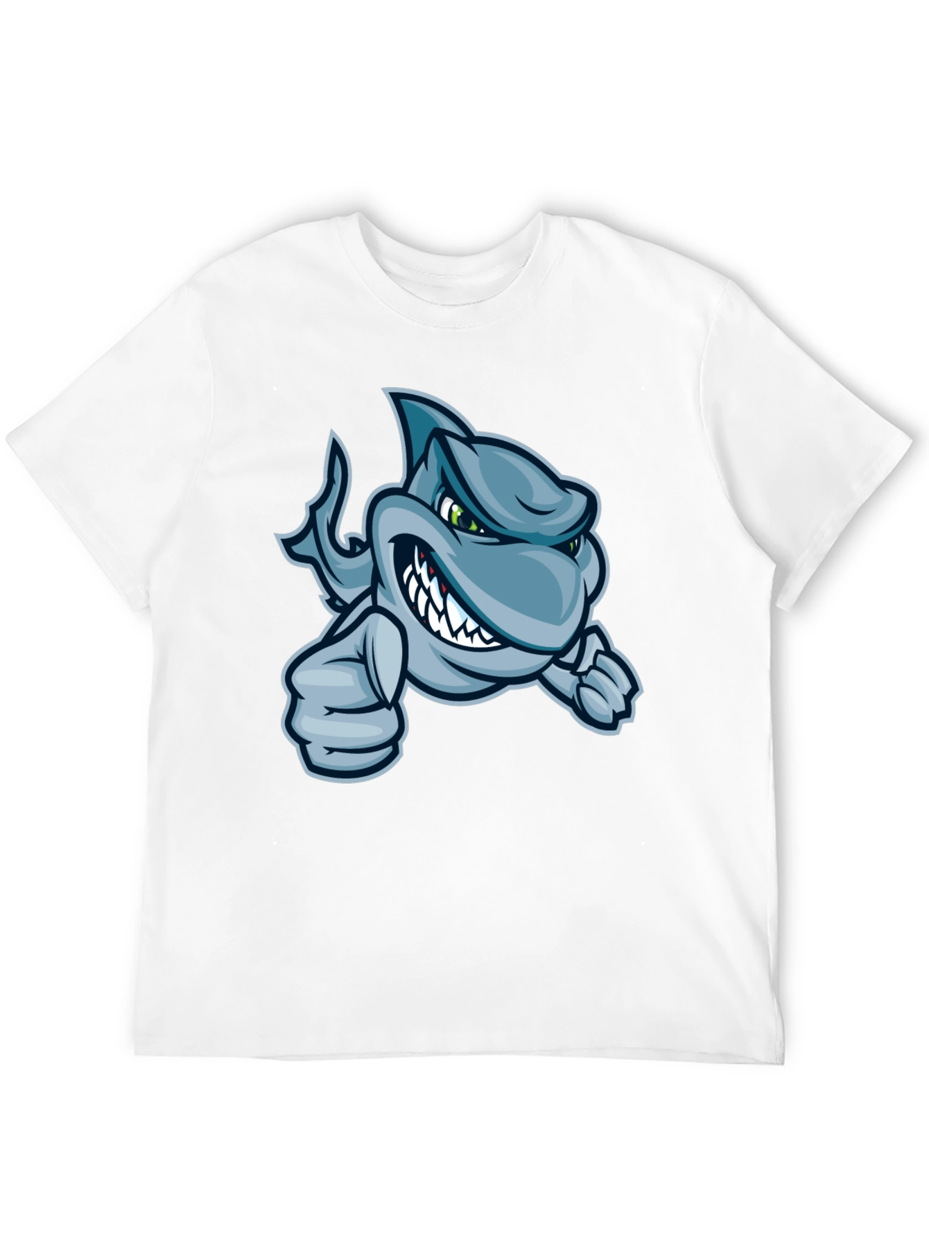 Black Cool Cartoon Shark Graphic T-Shirt view 12
