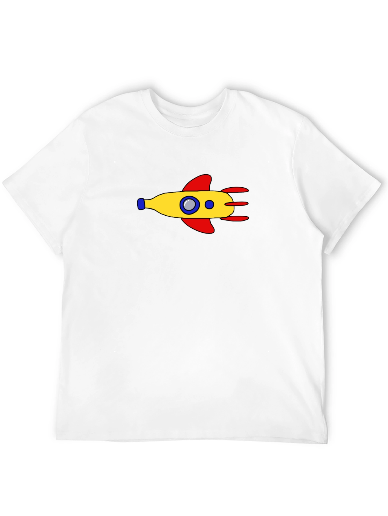 Black Retro Rocket Graphic Tee - Black Cotton Blend view 12