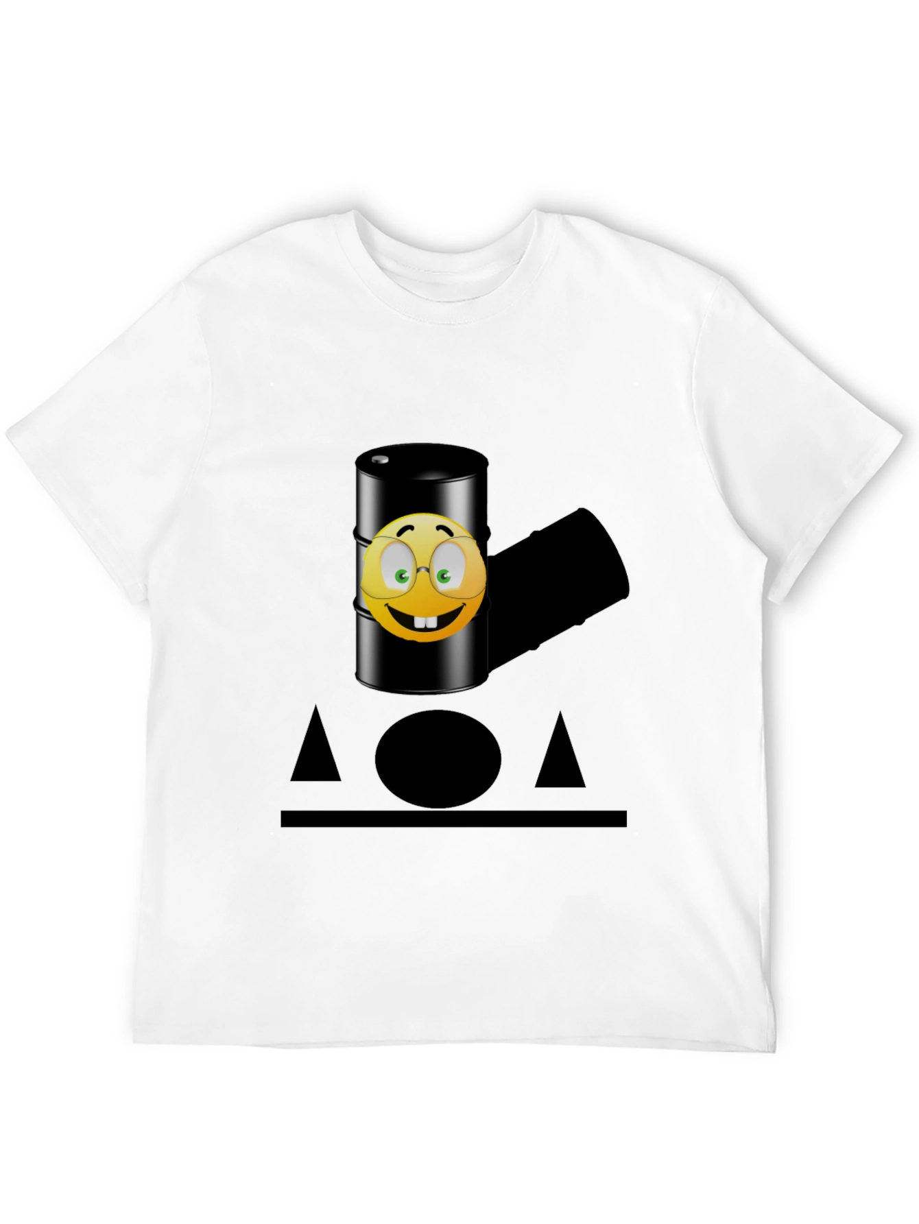 Black Humorous Emoji Oil Barrel T-Shirt - Black view 12