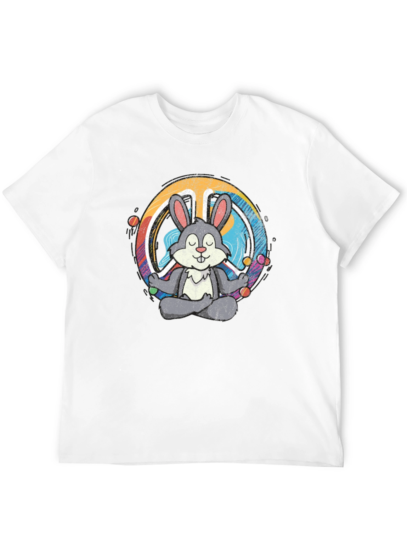 Black Peace Bunny T-Shirt - Meditating Hare Design view 12