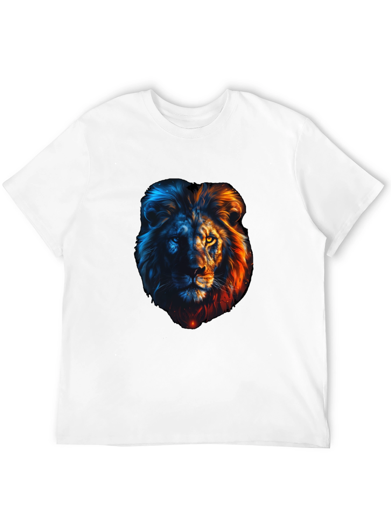 Black Lion Fire and Ice Graphic Tee - Cool Men's T-Shirt view 12
