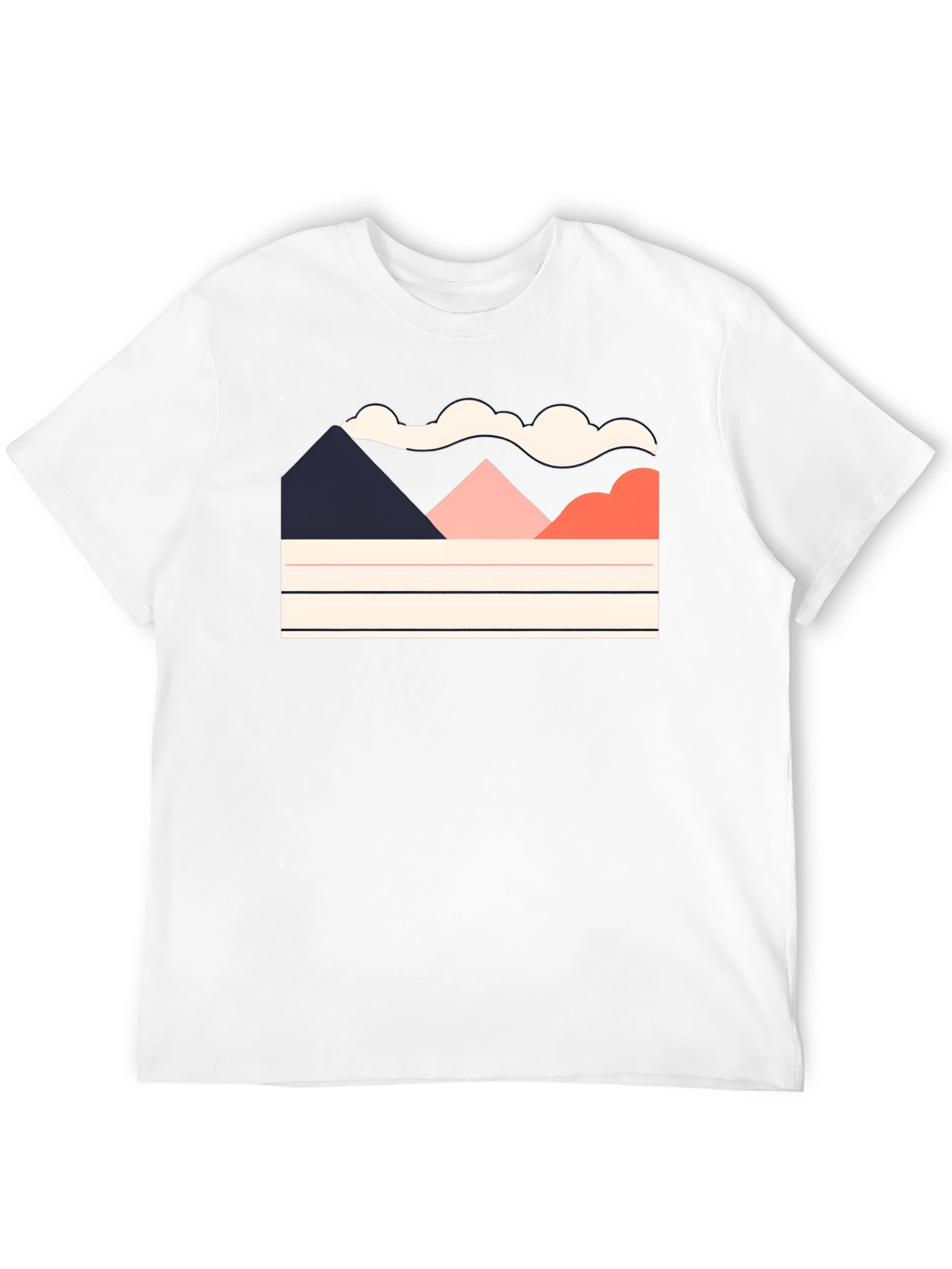 Black Geometric Mountain Scene Black Tee view 12