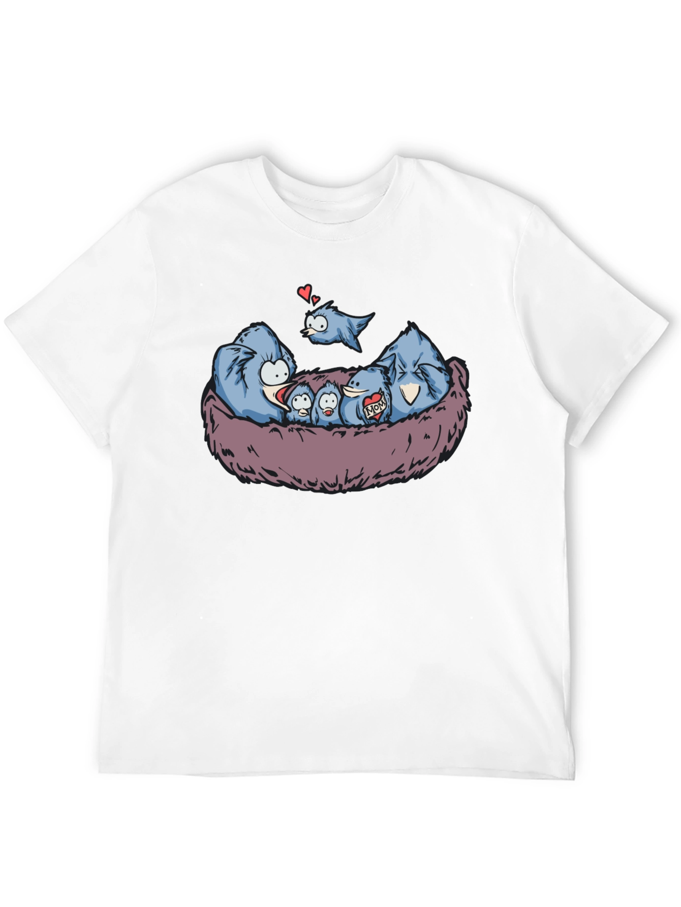 Black Cute Birds Family Nest T-Shirt view 12