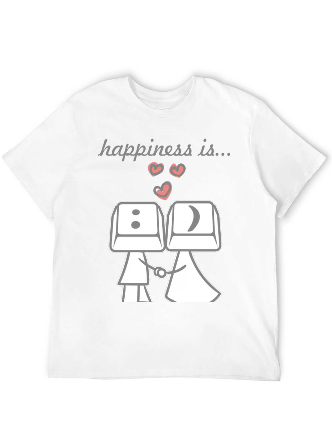 Black Happiness Is...Keyboard Key Couple T-Shirt view 12