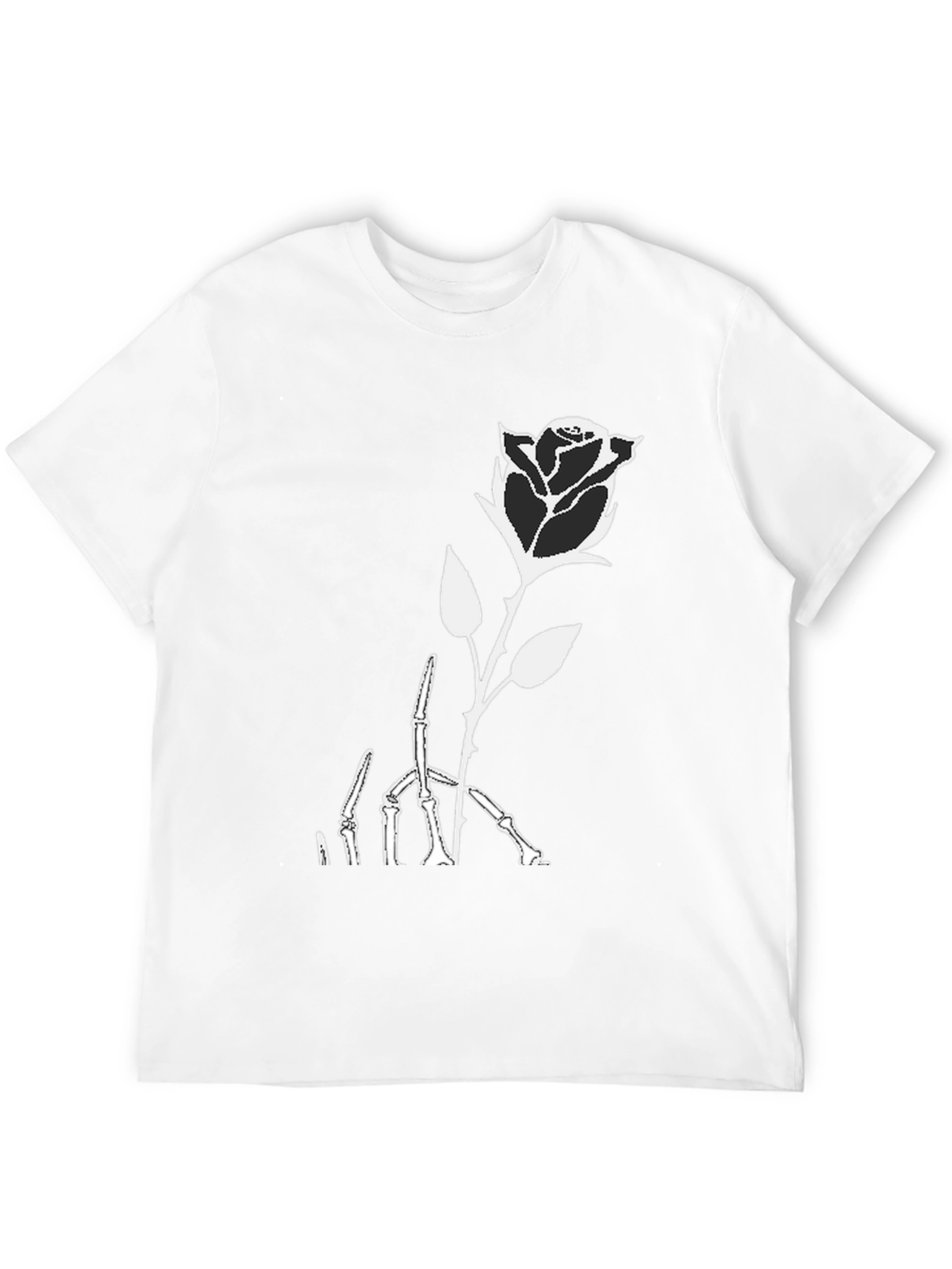 Black Rose Skeleton Graphic Print Black T-Shirt view 12