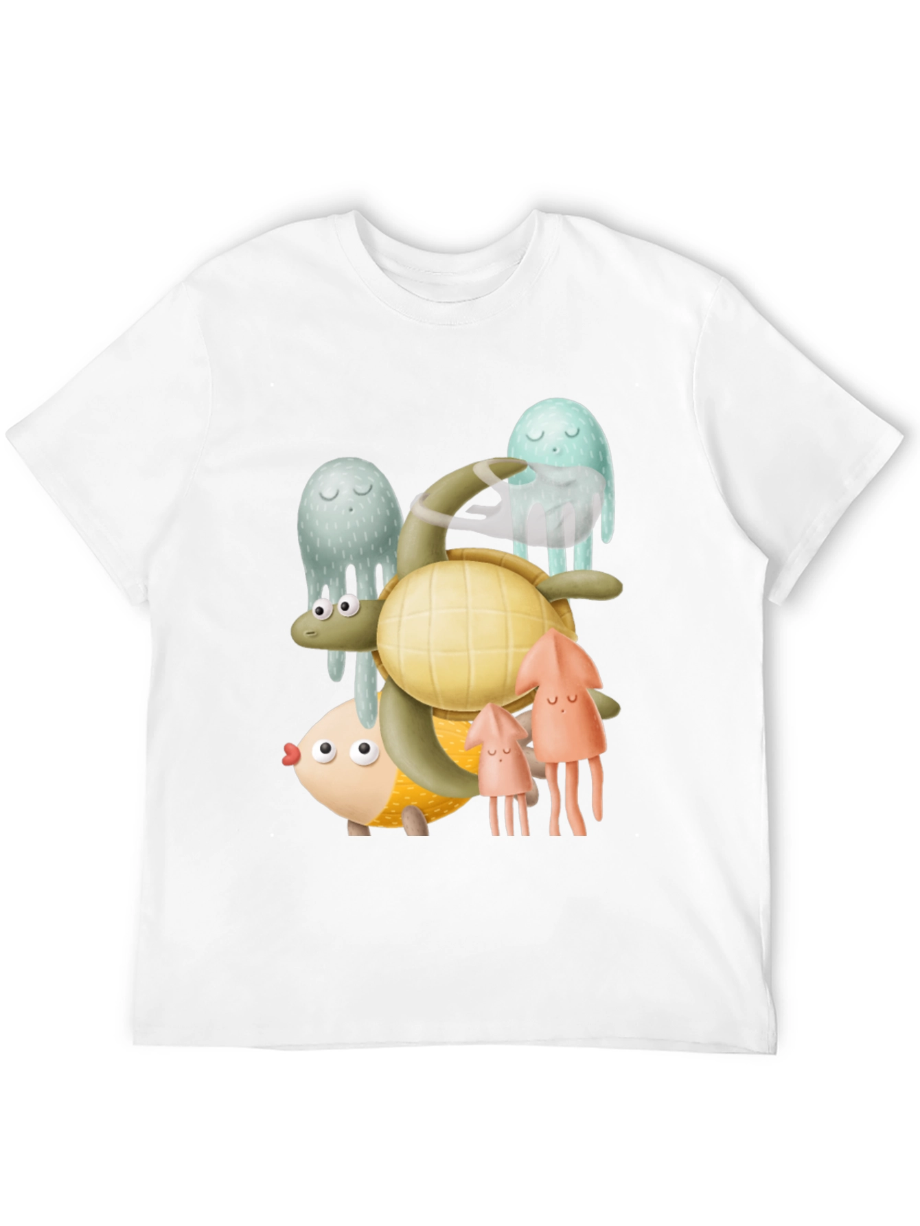 Black Sea Life Graphic Tee - Black Cotton T-Shirt view 12