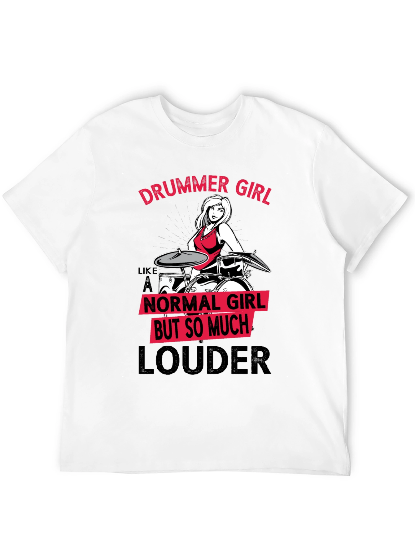 Black Drummer Girl T-Shirt - Funny Music Lover Tee view 12