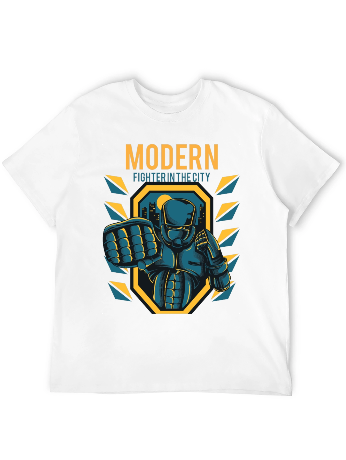 Black Modern Fighter City T-Shirt - Cool Graphic Tee view 12