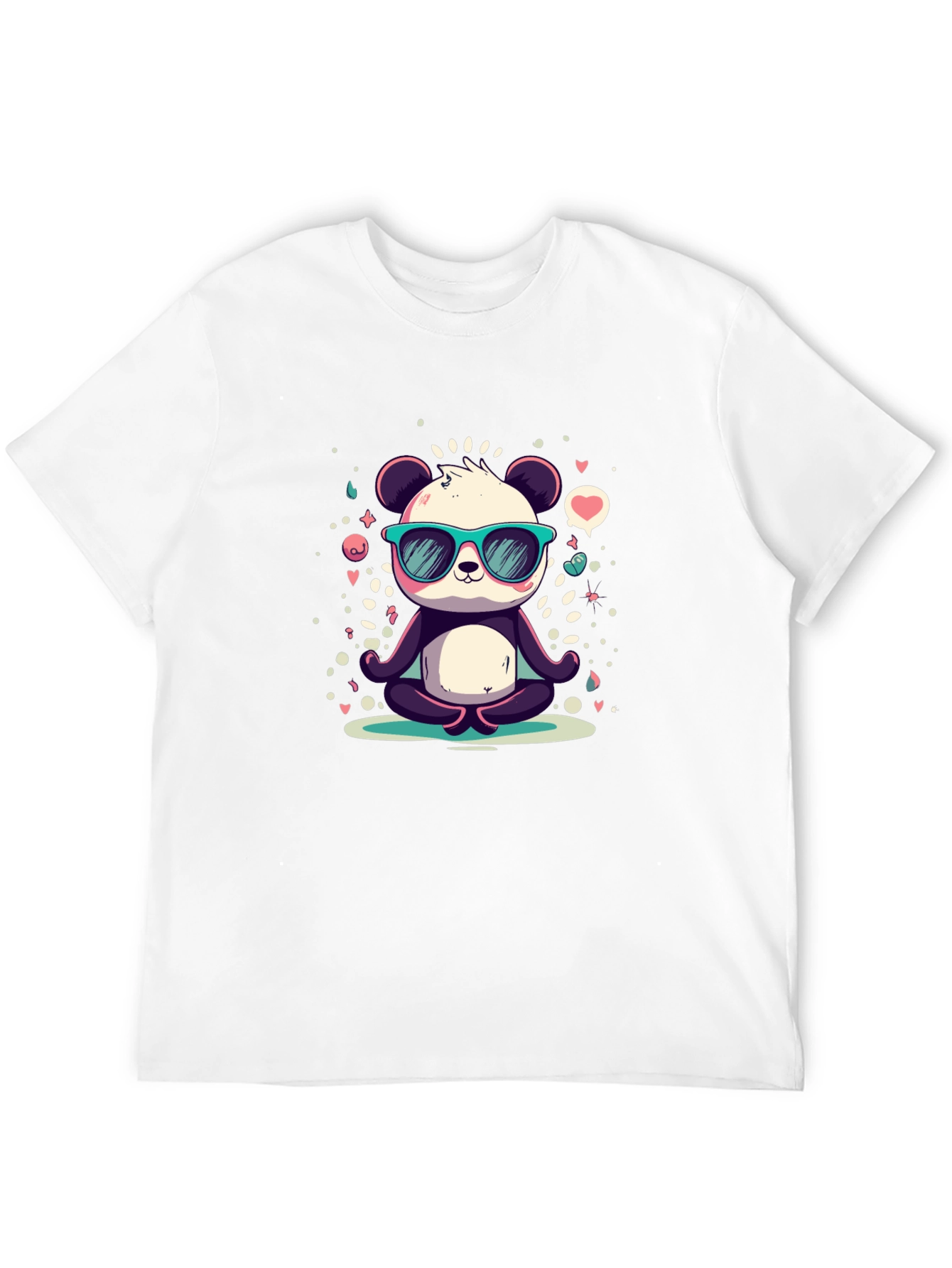 Black Cool Panda Meditating T-Shirt view 12