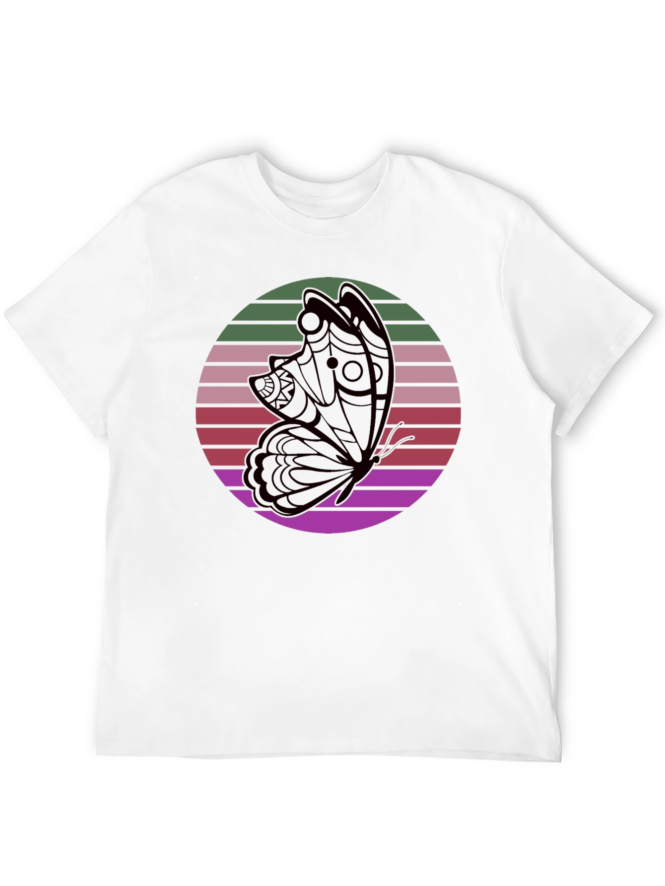 Black Retro Butterfly Black T-Shirt view 12