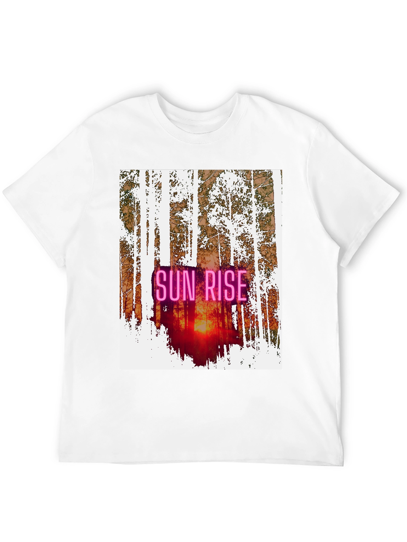 Black Sunrise Forest Graphic Tee - Nature Inspired Black T-Shirt view 12
