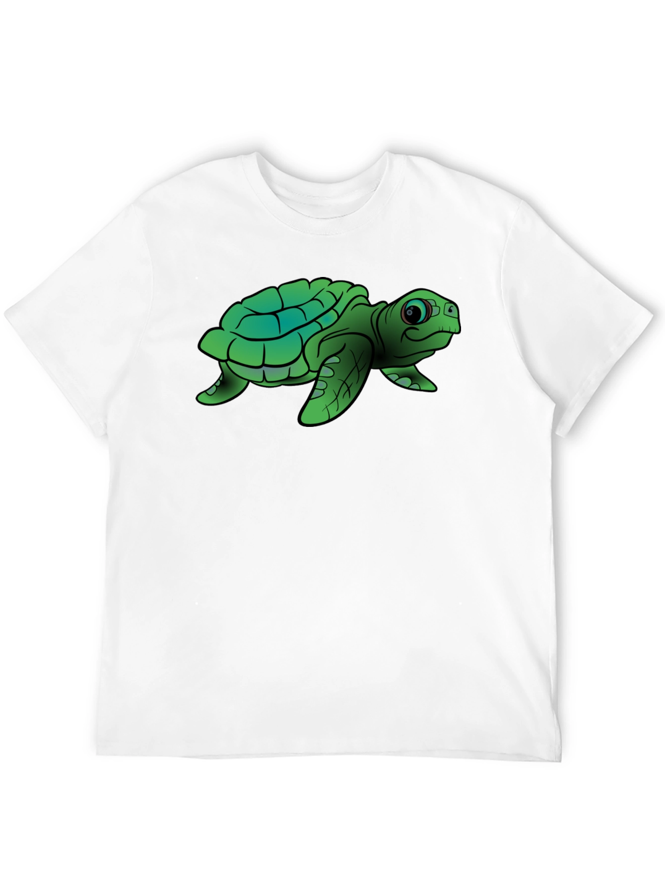 Black Cute Turtle Graphic Tee - Black Cotton T-Shirt view 12