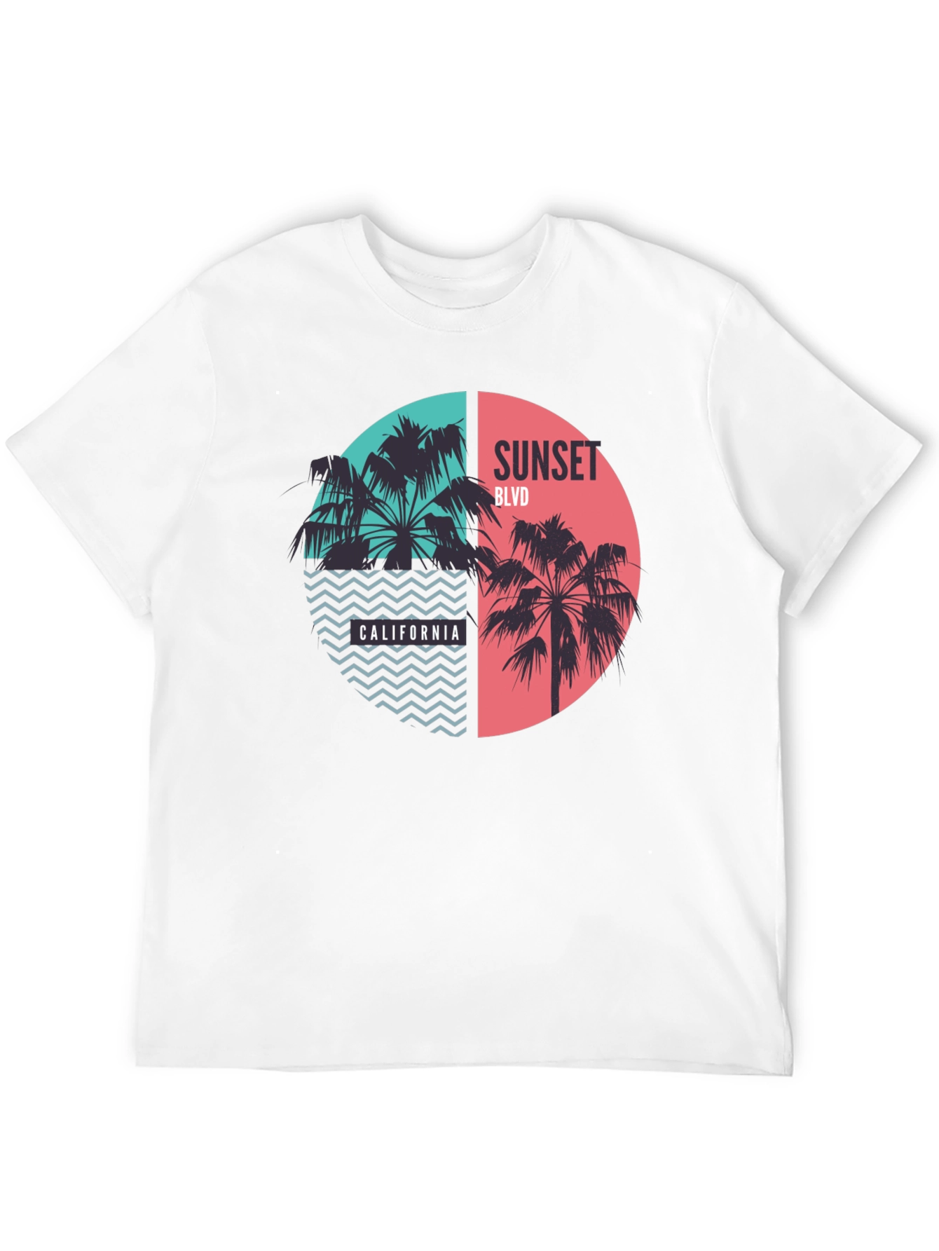 Black Sunset Blvd California Palm Tree Graphic Tee view 12
