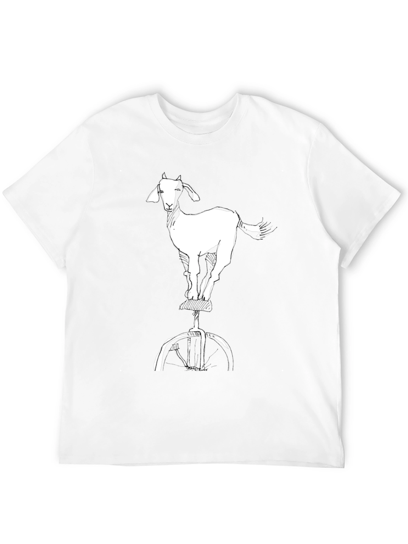 Black Goat on Unicycle Graphic Tee - Cool Casual Black T-Shirt view 12