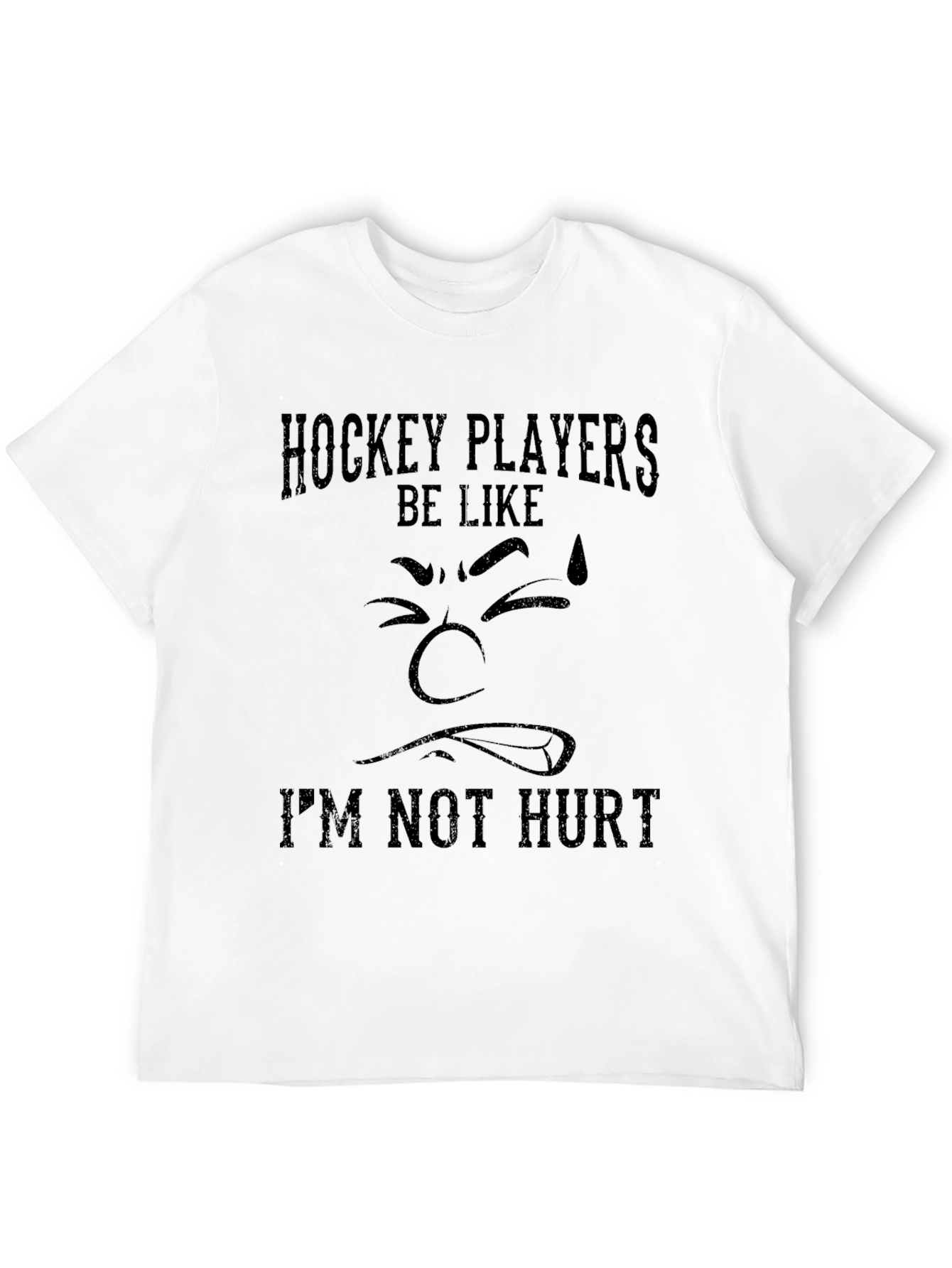 Black Hockey Player Graphic Tee - I'm Not Hurt Funny T-Shirt view 12