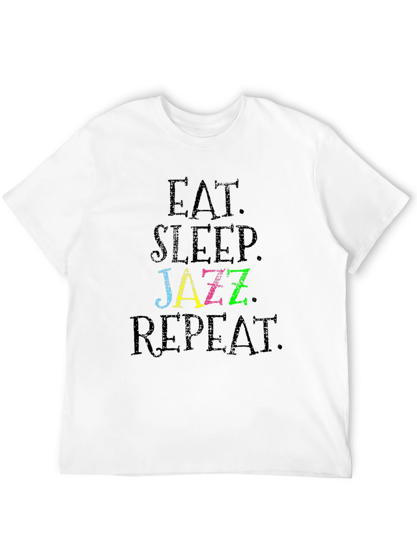 Black Eat Sleep Jazz Repeat Graphic Tee - Black Cotton T-Shirt view 12