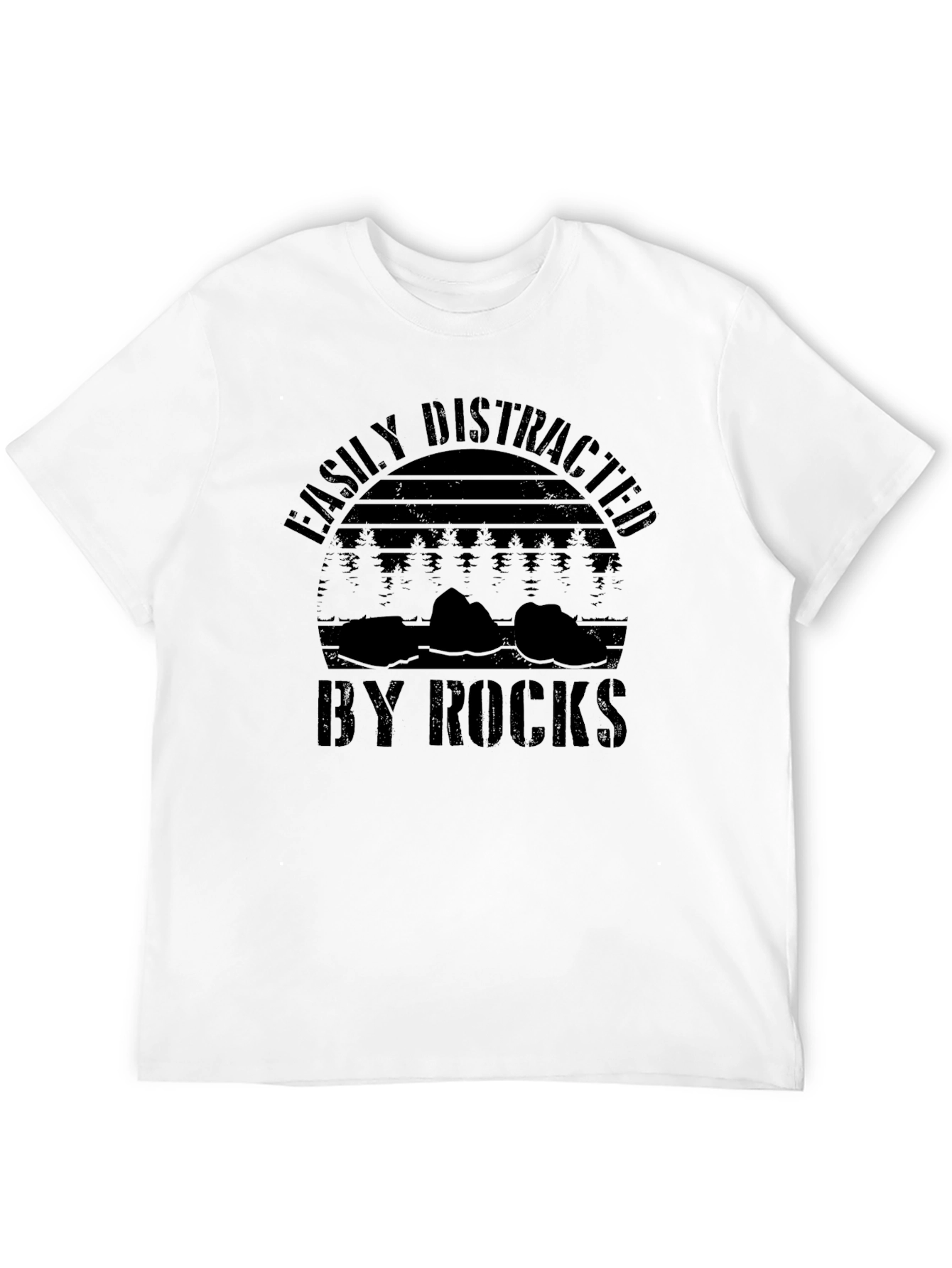 Black Easily Distracted by Rocks Graphic T-Shirt view 12