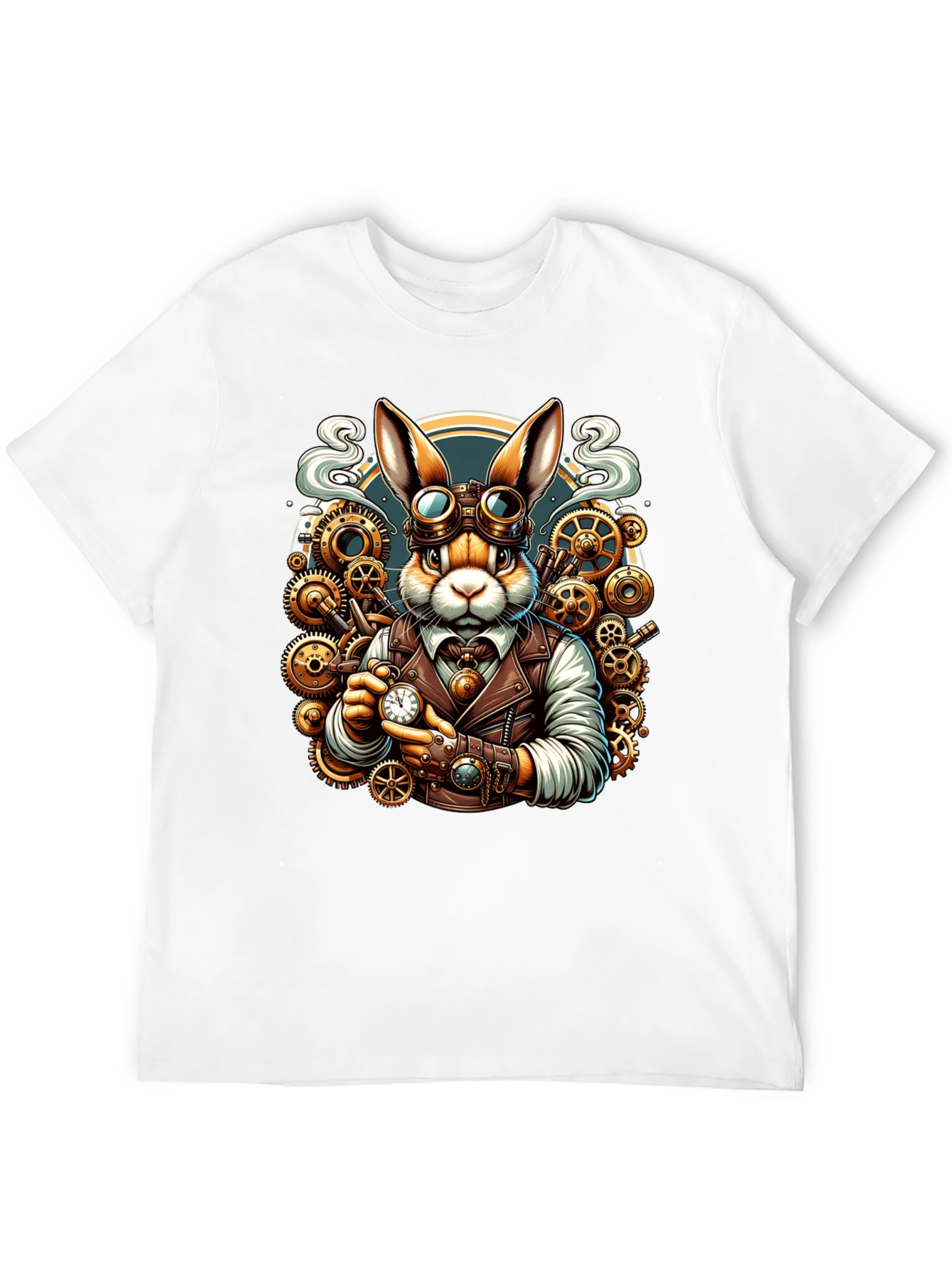 Black Steampunk Rabbit T-Shirt - Unique Design view 12