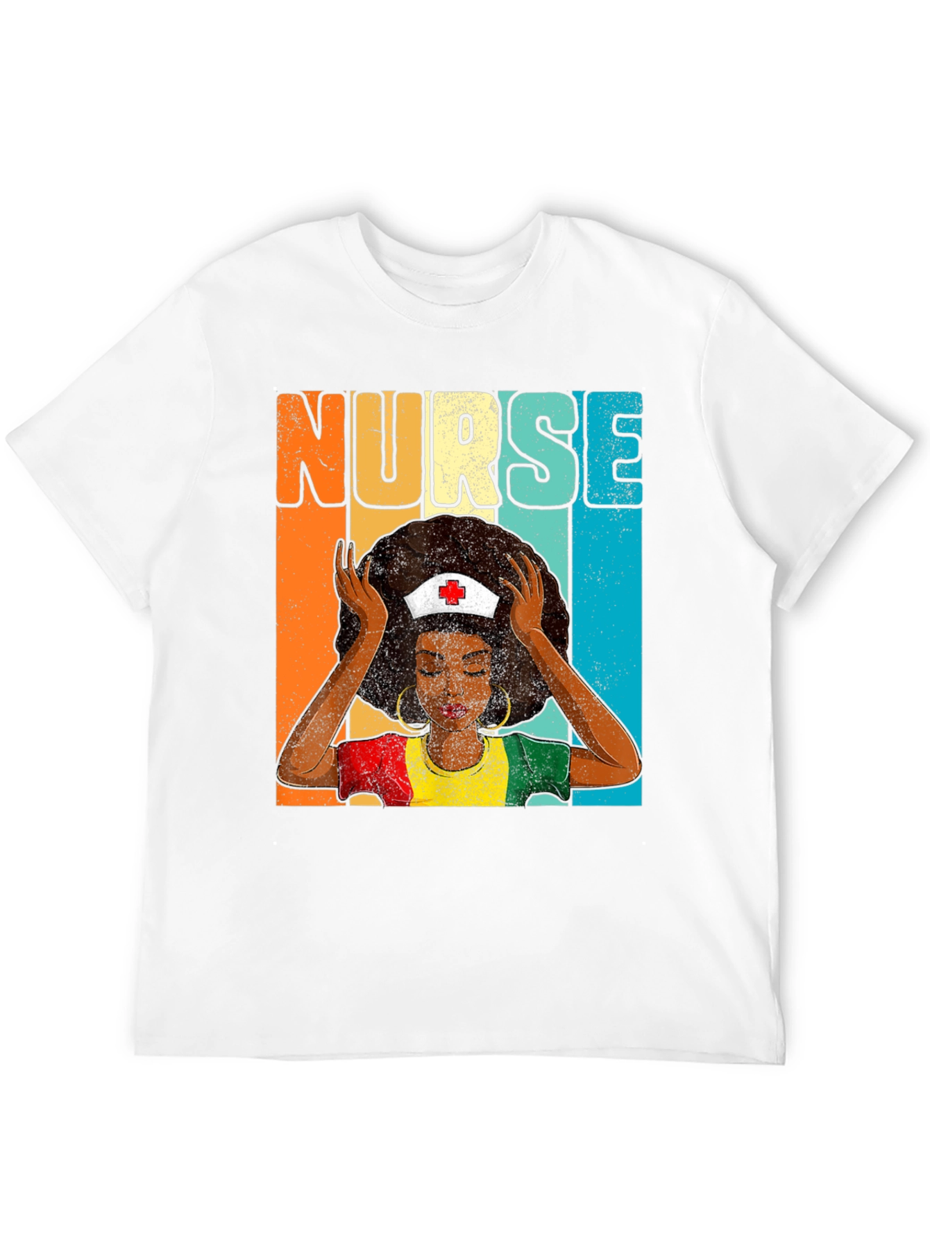 Black Retro Nurse Graphic Tee - Black Cotton T-Shirt view 12