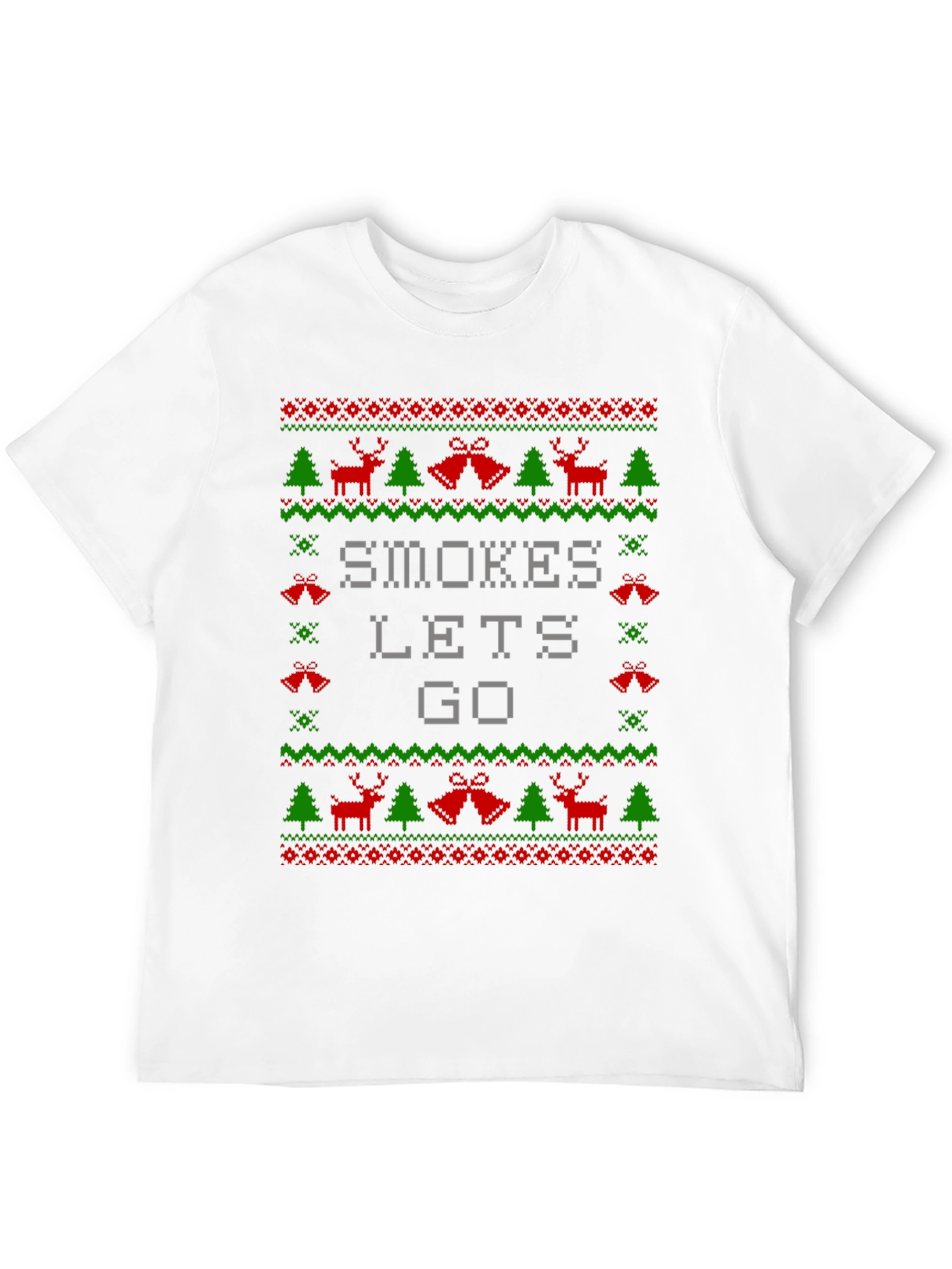 Black Smokes Let's Go Ugly Christmas Sweater T-Shirt view 12