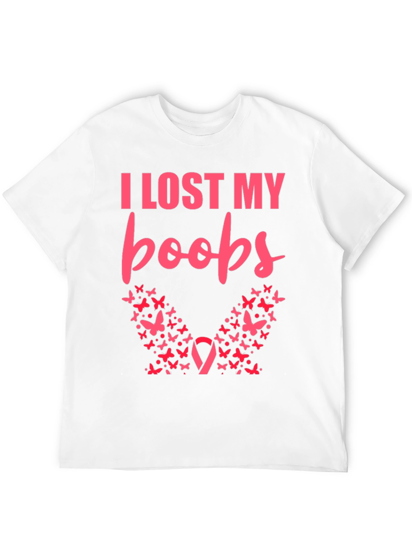 Black I Lost My Boobs Butterfly T-Shirt view 12