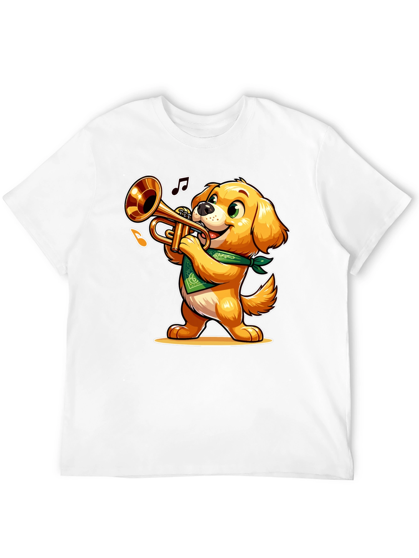 Black Dog Playing Trumpet T-Shirt - Fun Cartoon Design view 12