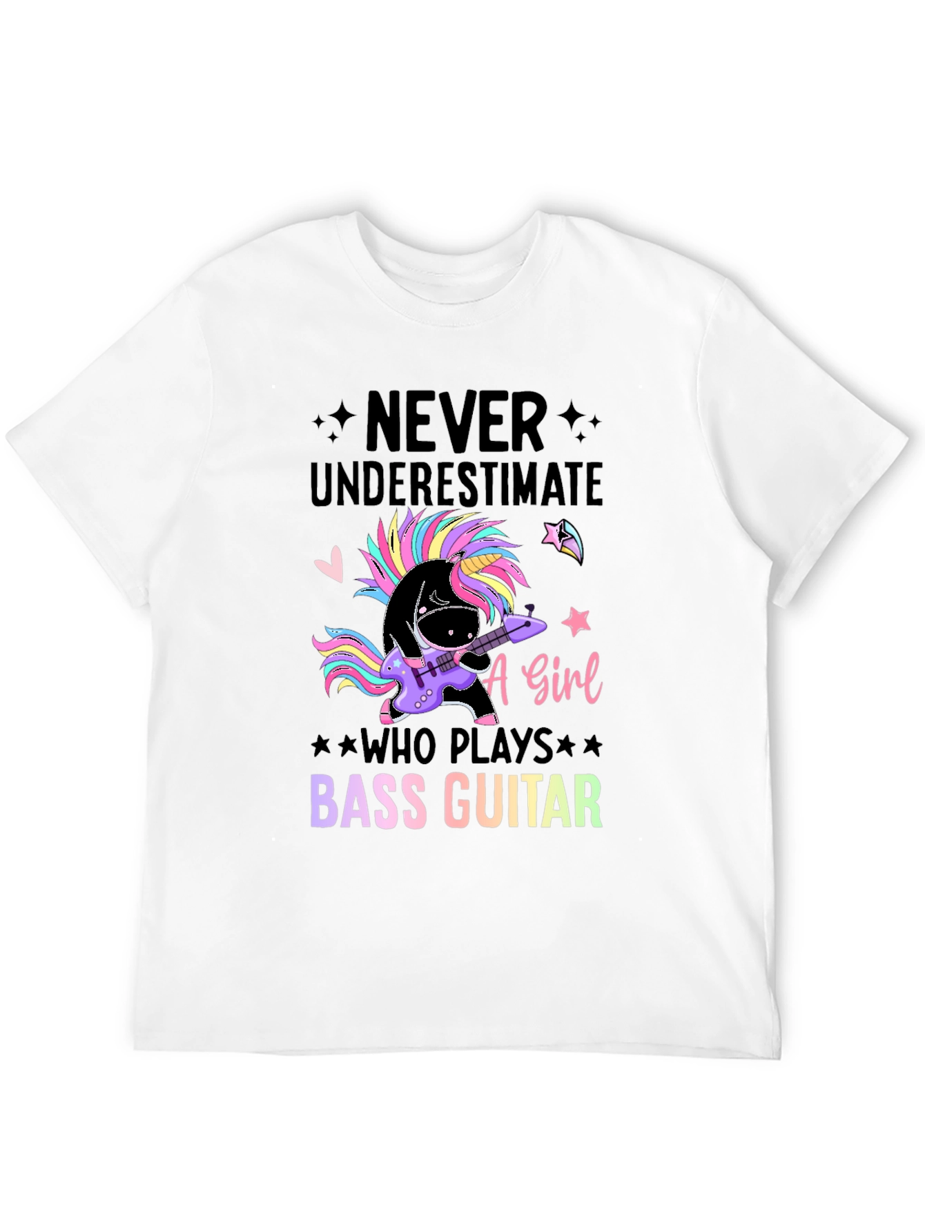 Black Unicorn Bass Guitar T-Shirt - Never Underestimate A Girl view 12