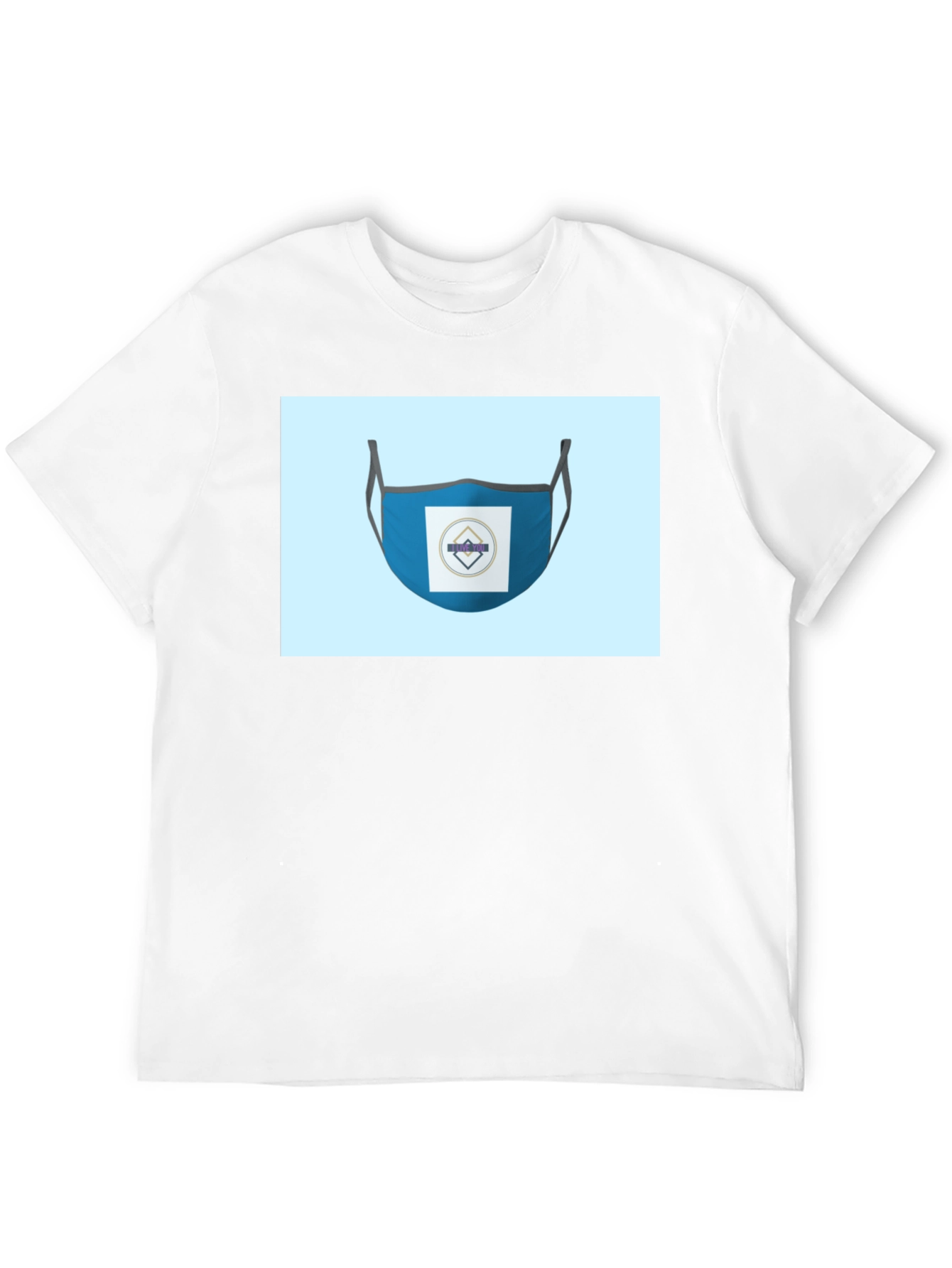 Black Stylish Blue Face Mask T-Shirt view 12