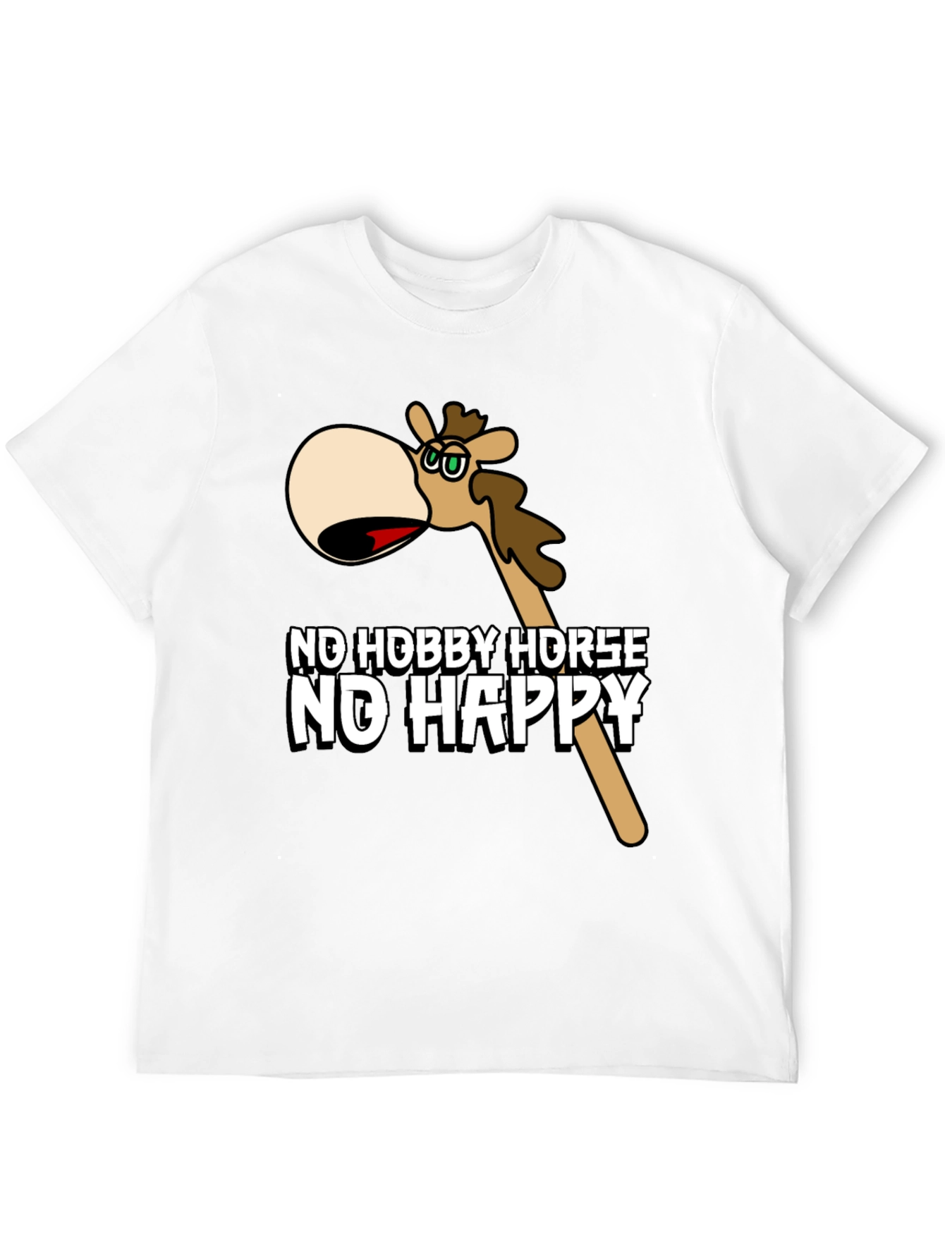 Black No Hobby Horse No Happy Black T-Shirt view 12