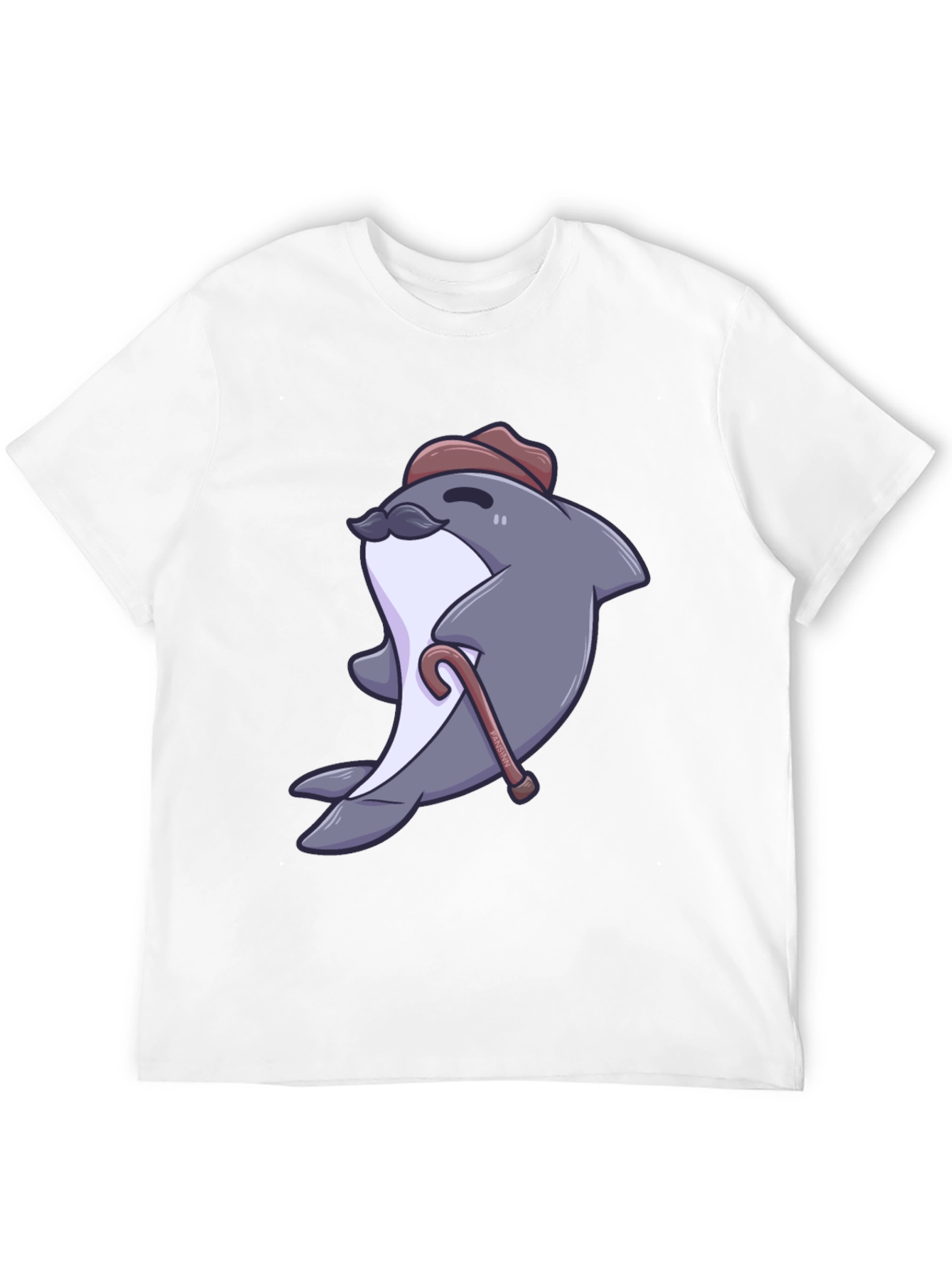 Black Dapper Dolphin T-Shirt - Cartoon Character Tee view 12