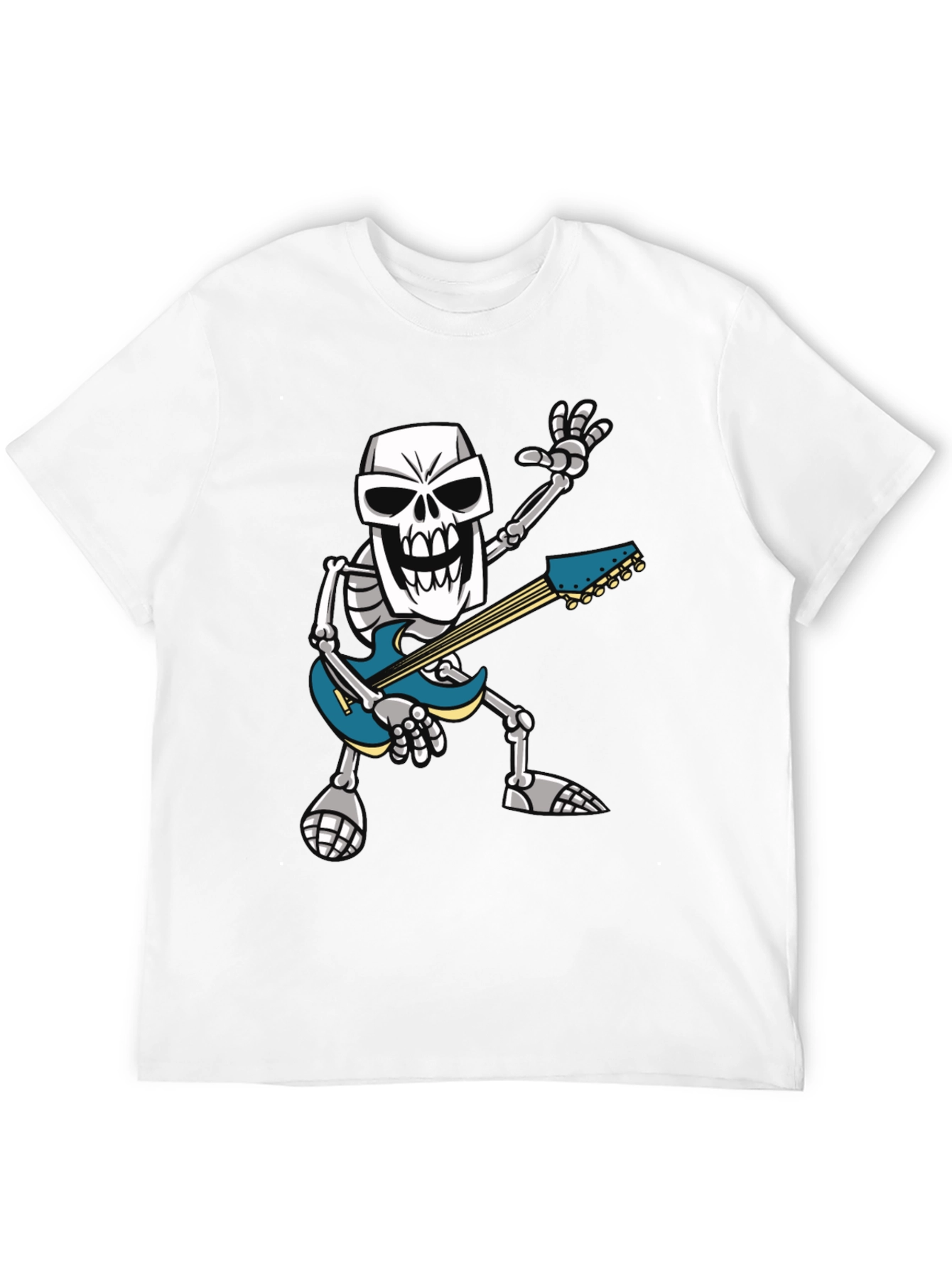 Black Skeleton Guitarist Graphic T-Shirt - Rock Out in Style! view 12