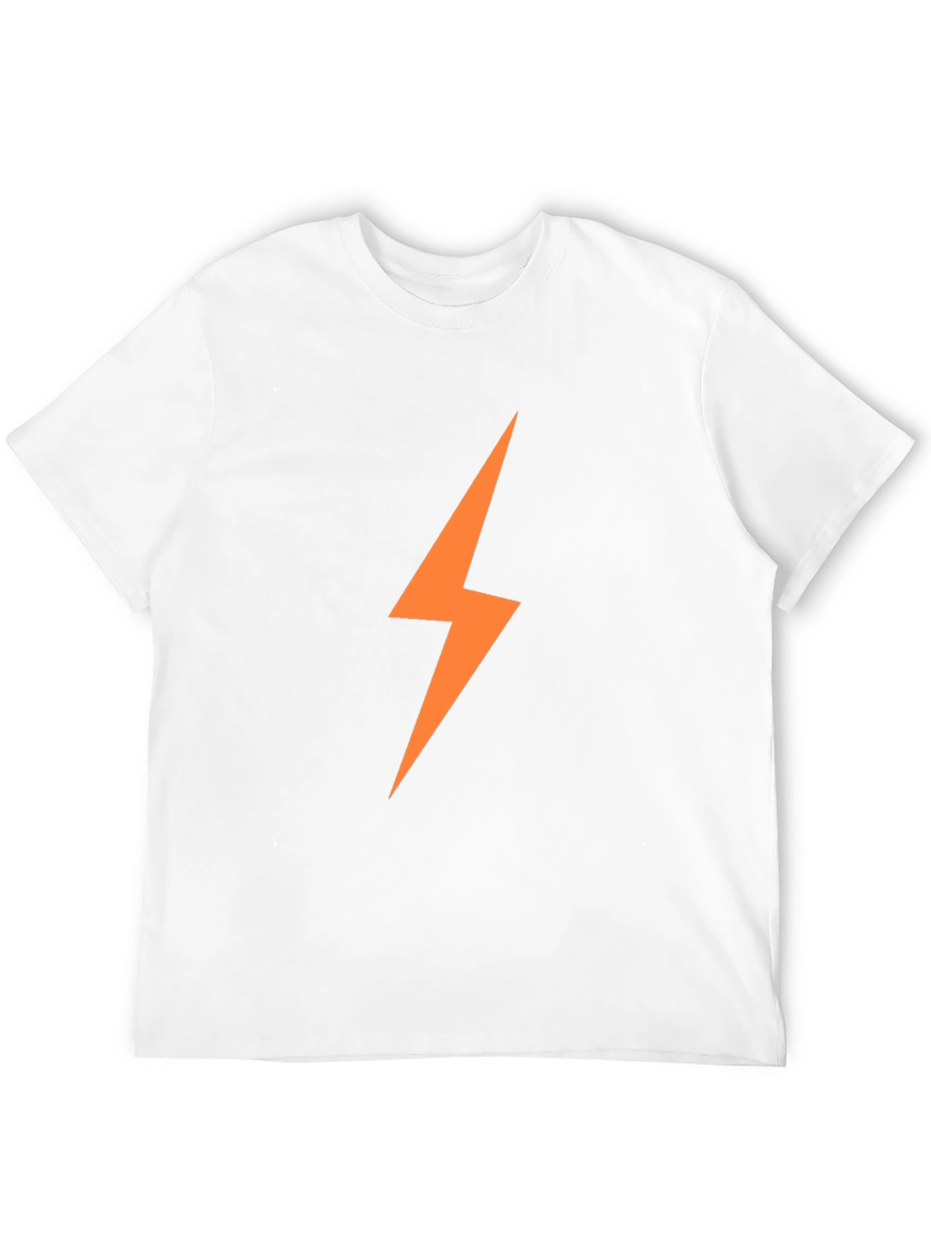 Black Men's Black T-Shirt with Orange Lightning Bolt view 12