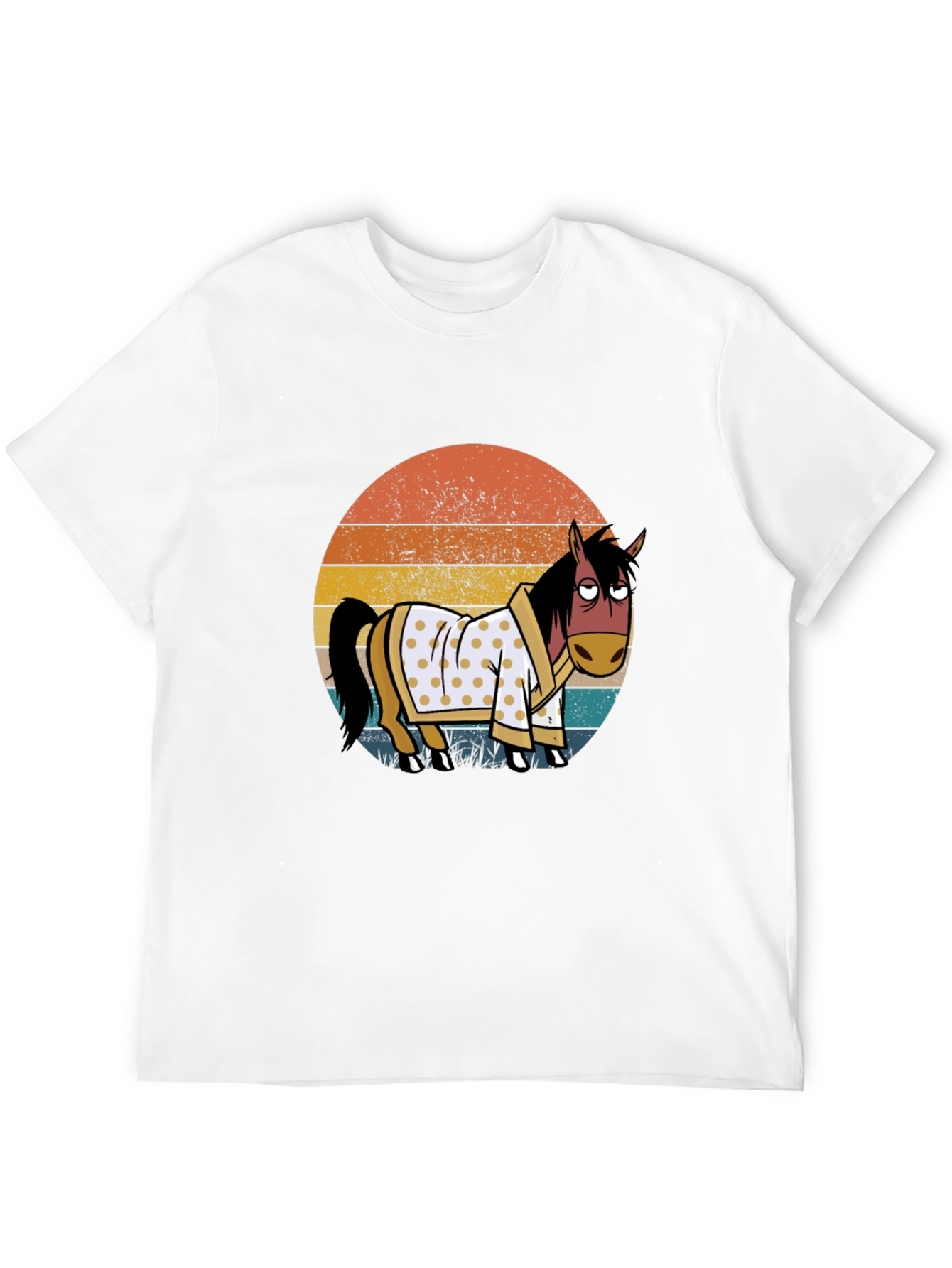 Black Retro Horse in Robe Graphic T-Shirt view 12