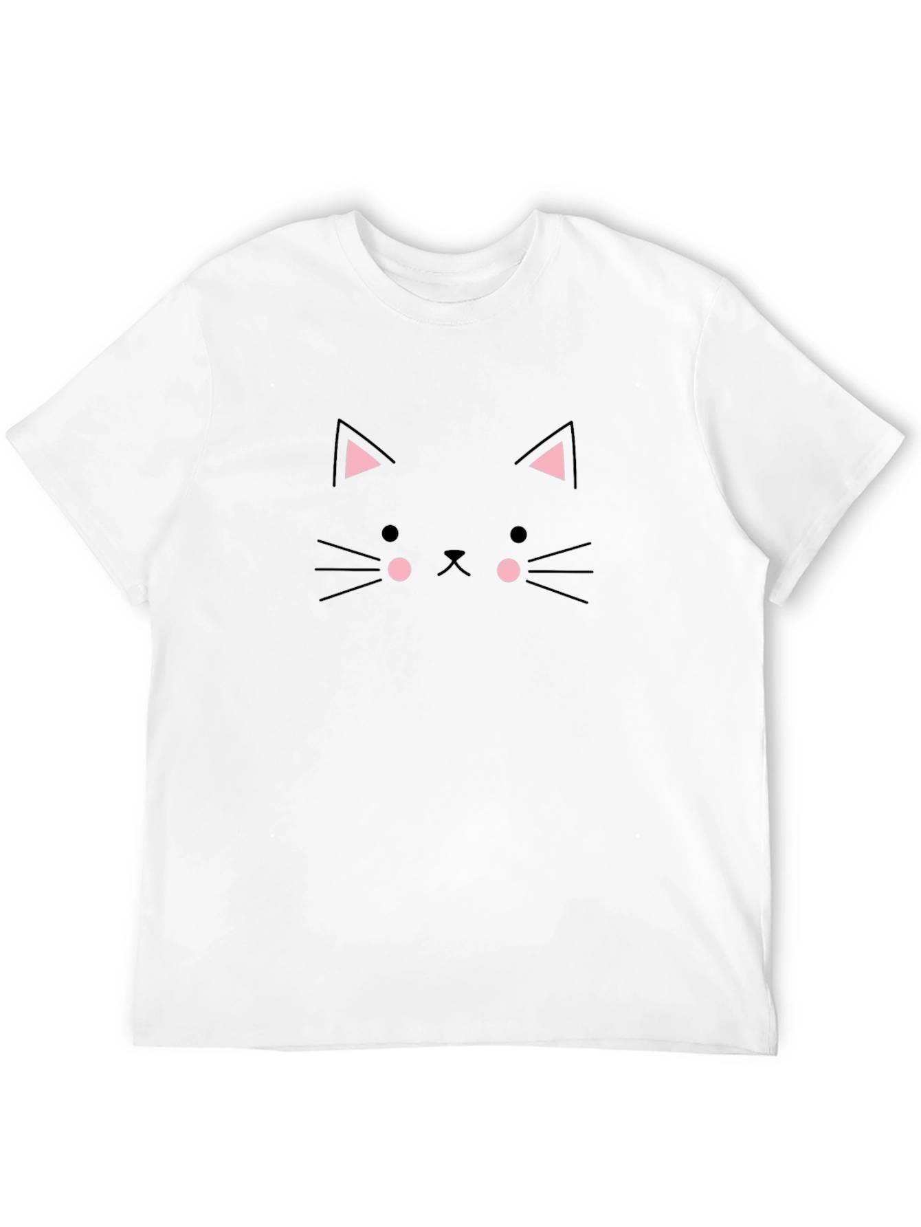 Black Cute Cat Face Black T-Shirt view 12