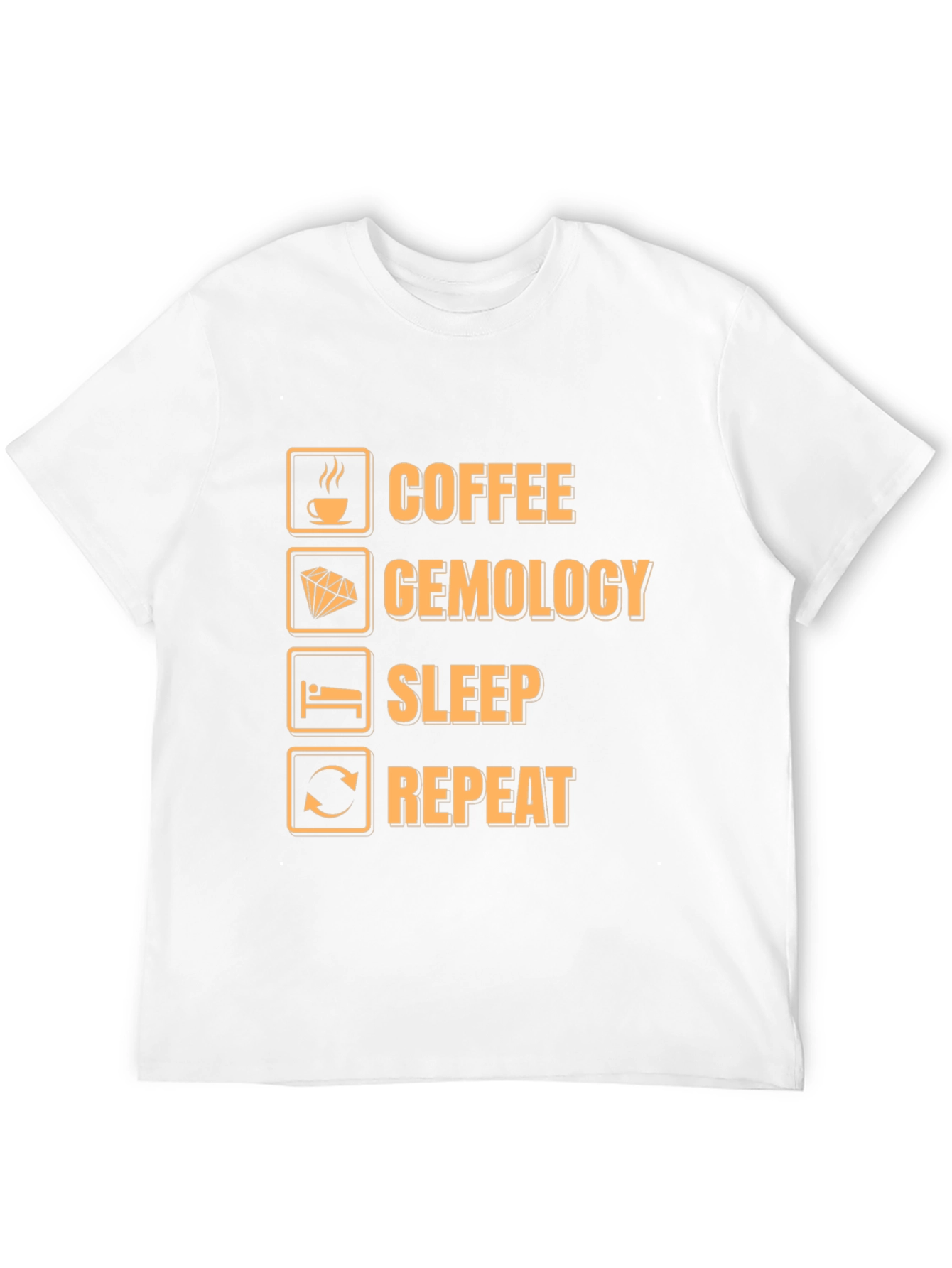 Black Coffee Gemology Sleep Repeat Funny Graphic T-Shirt view 12