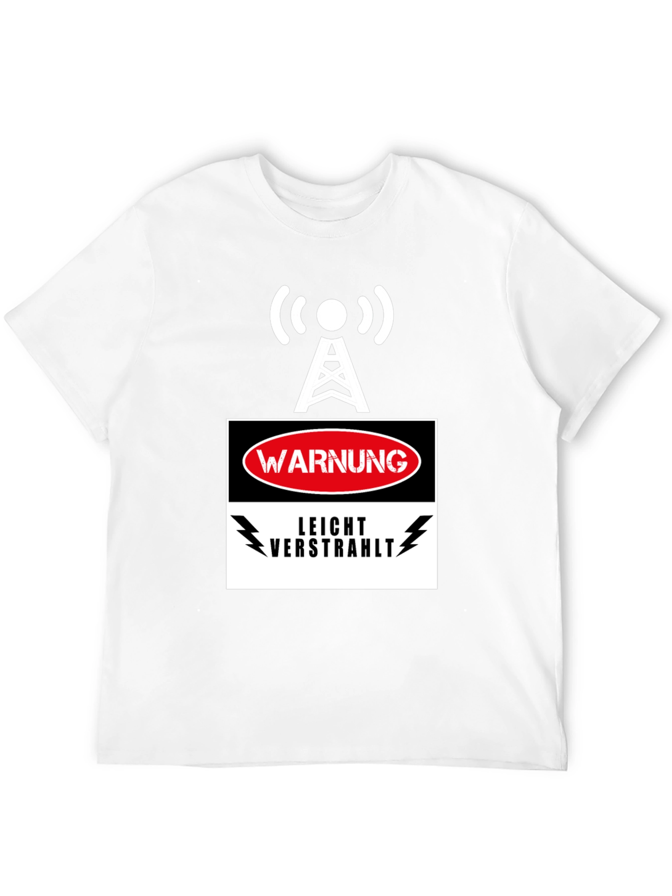 Black Warning Slightly Irradiated Men's Black T-Shirt view 12