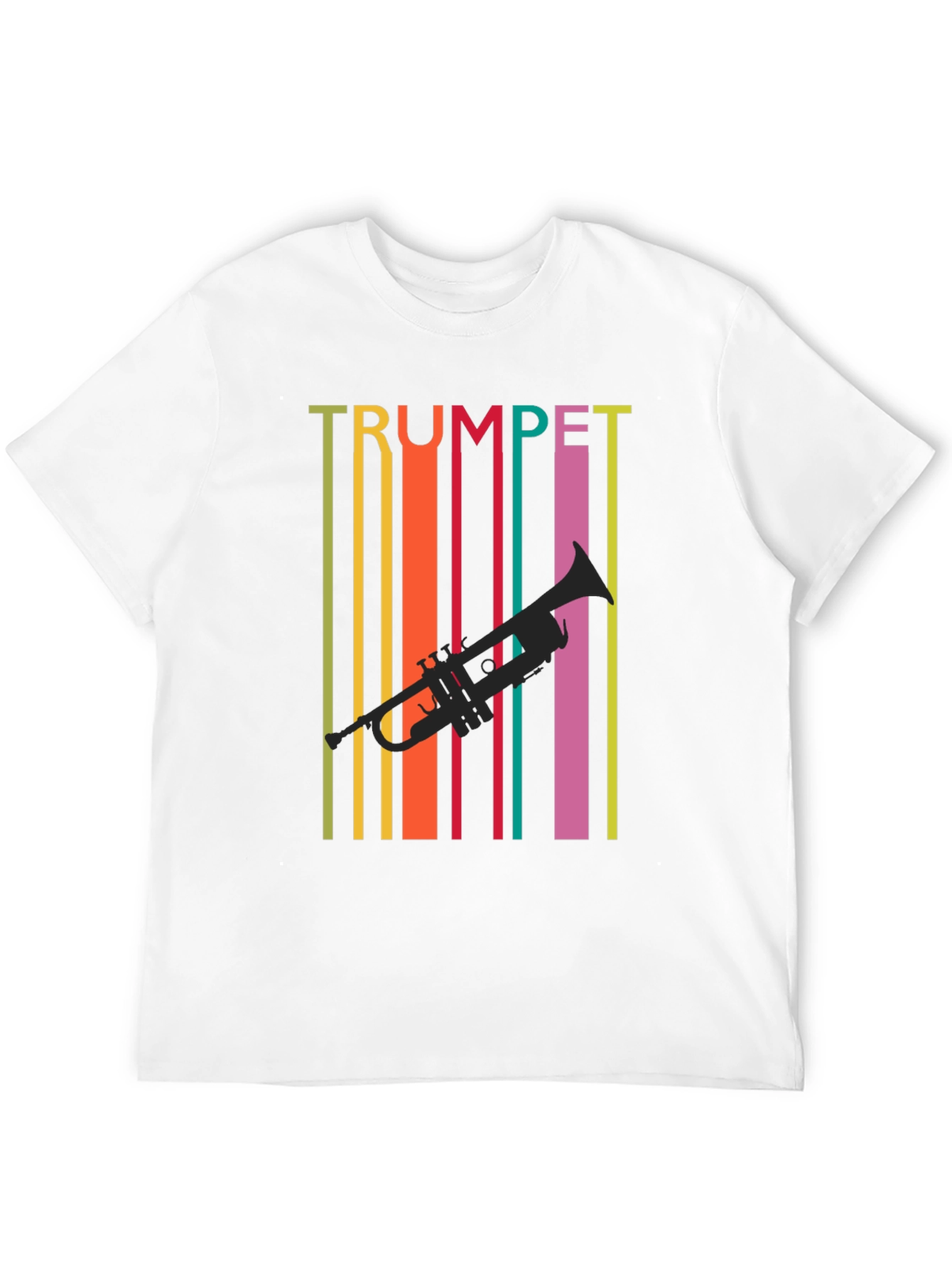 Black Retro Trumpet Graphic Tee - Colorful Music Lover T-Shirt view 12