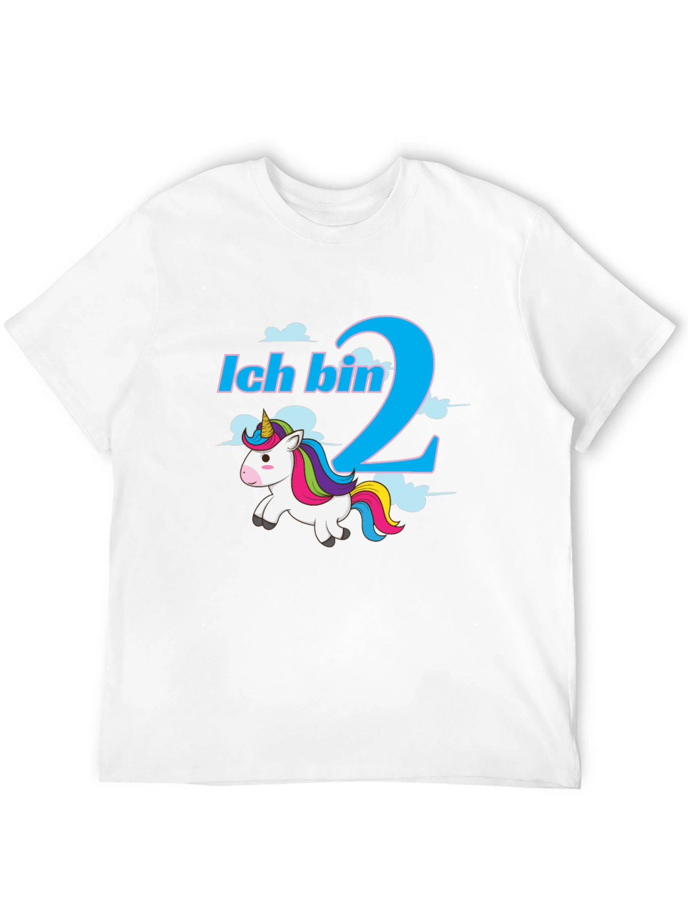 Black Ich Bin 2 Unicorn T-Shirt - Birthday Gift view 12