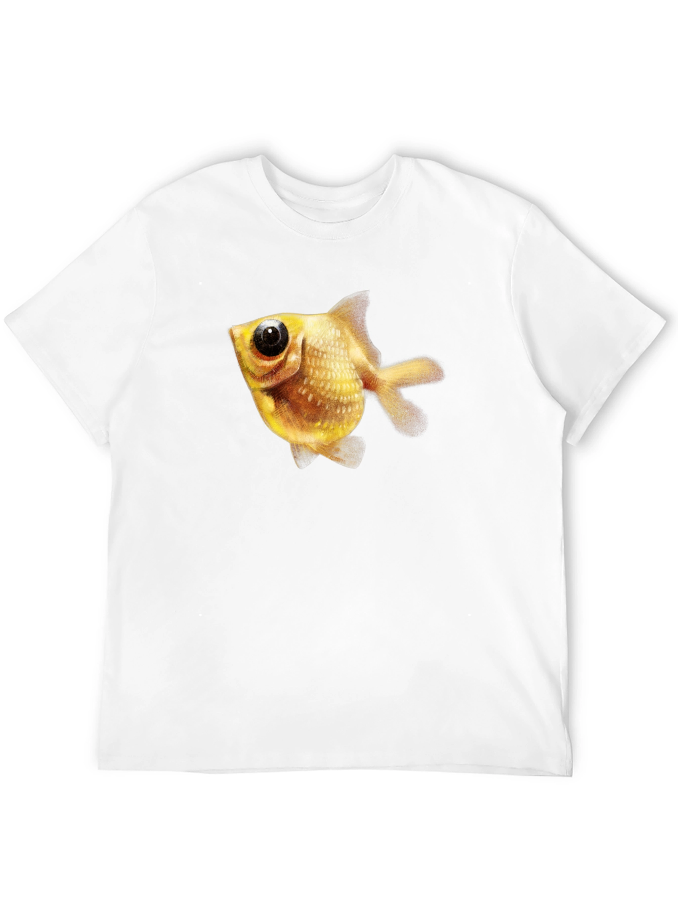 Black Men's Black T-Shirt with Goldfish Graphic view 12