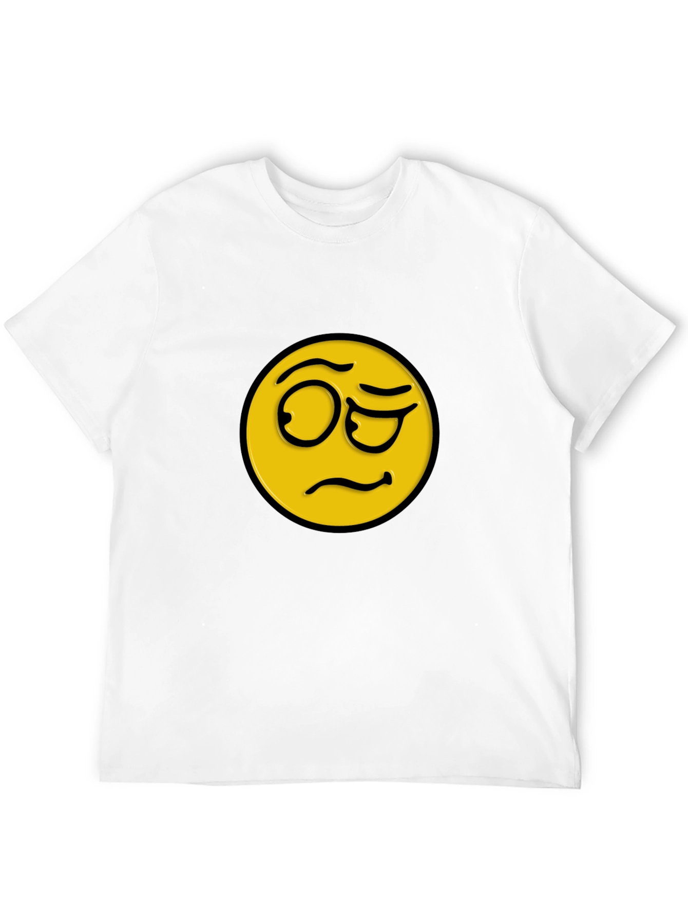 Black Skeptical Emoji Black Cotton T-Shirt view 12