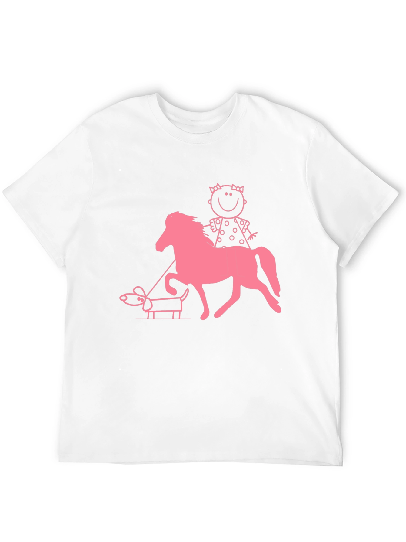 Black Playful Graphic Tee - Girl, Horse, and Dog Design view 12