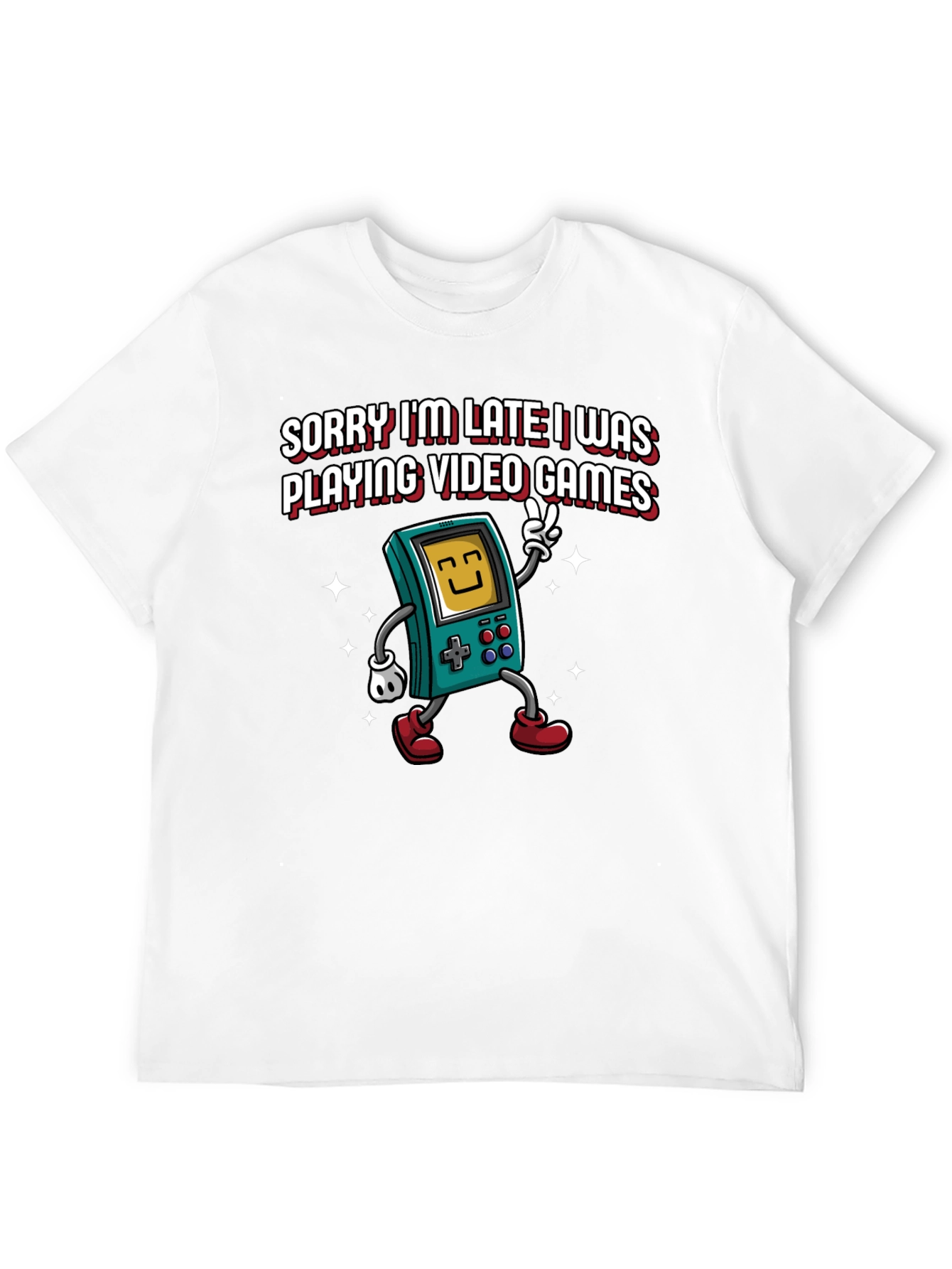 Black Sorry I'm Late Video Games Graphic Tee view 12